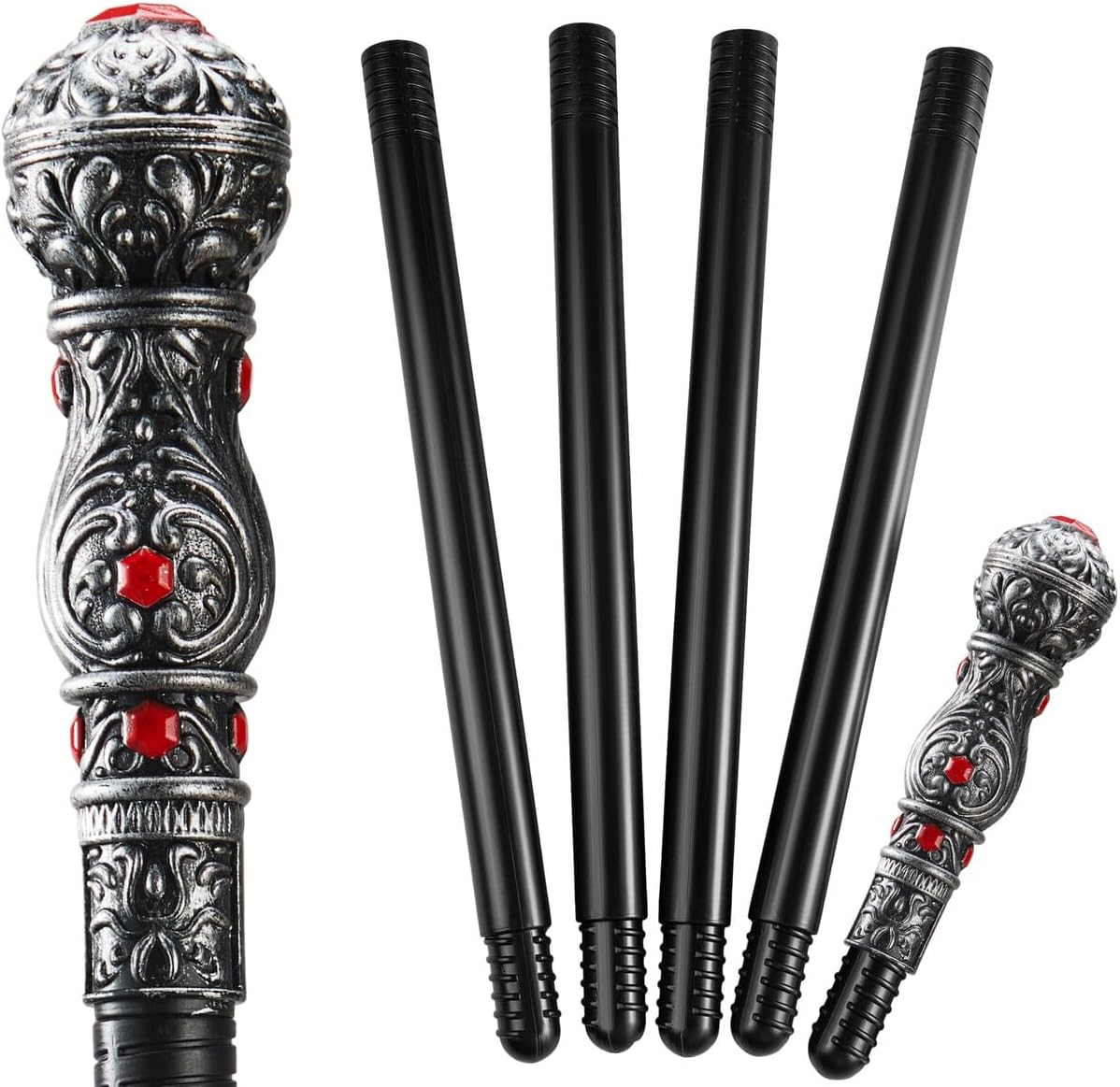 Spooktacular Creations Halloween Costume Walking Cane, Silver Elegant Vintage Staff Prop Stick for Halloween Pretend Play Pimp Cane Costume Accessories, Vampire Dress up Parties for Adults and Kids image number 3