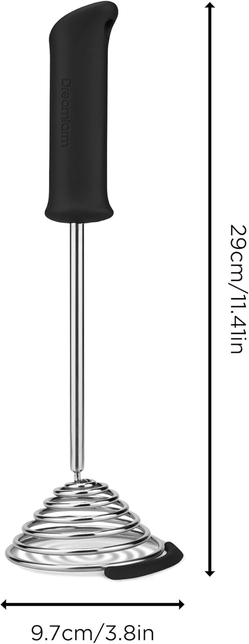 Dreamfarm Smood One-Handed & Ergonomic Soft-Grip, Stainless-Steel Vegetable & Potato Masher with Silicone Bowl Scraper - Black image number 1