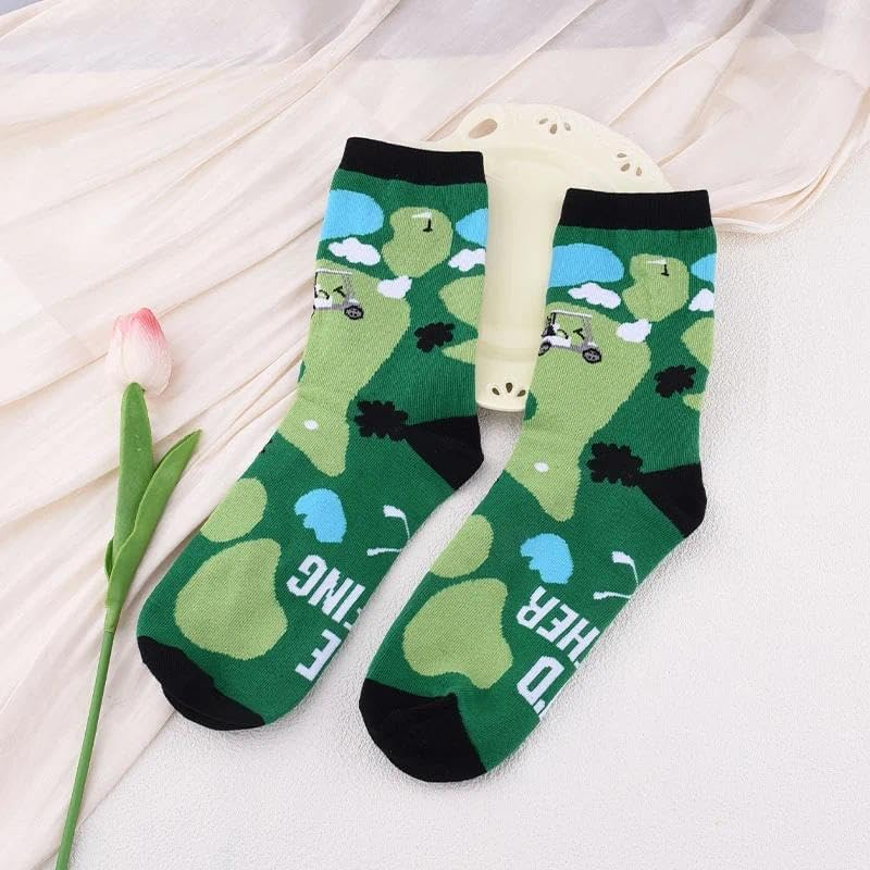 Funny Socks for Men Golf Pickleball Lover Gifts for Uncle Grandpa Dad Birthday Holiday Presents for Pickleball Golf Person Present for Boyfriend Husband - Orange image number 5