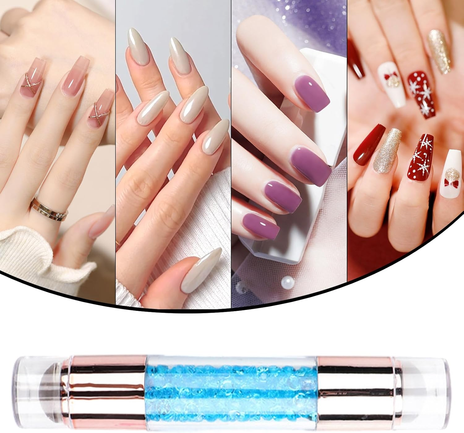 Lmyit Nail Stamp, Stamping Pens, Double Ended Rhinestone Embellished Stamping Pens Kit for Women Salon Home Practice Manicure - Pink image number 6