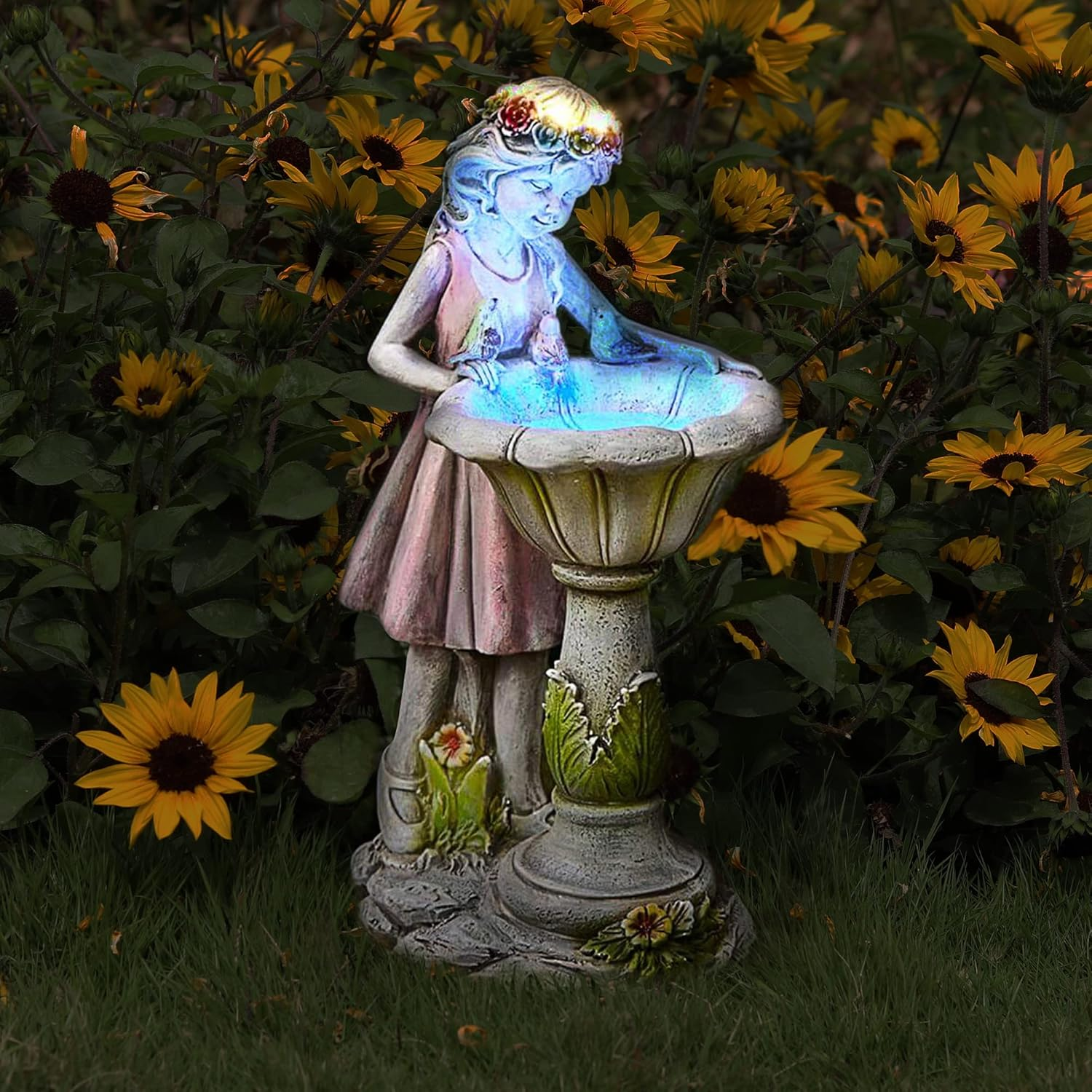 Voveexy Fairy Garden Statue, Solar Garden Angel Figurine Outdoor Decoration Waterproof Resin Garden Sculpture for Patio Yard Lawn Porch Art Decoration Ornament Housewarming Christmas Birthday Gift image number 1