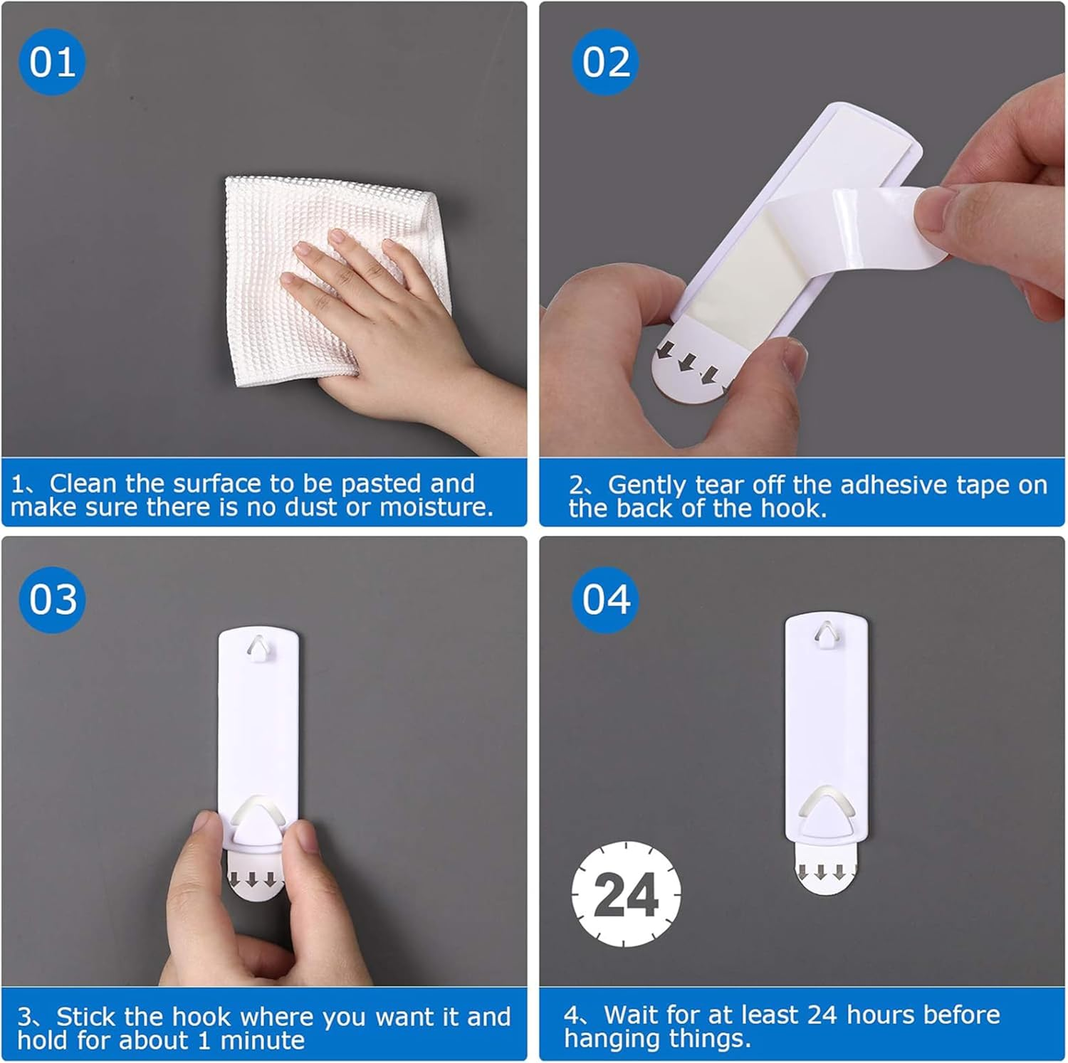 6 PCS Picture Hanger,No Nails Picture Hooks,Drill Free Adhesive Hooks,With 12 Large Removable Adhesive Strips,Damage Free Picture Hanging Hooks Heavy Duty,Large Universal Frame Hanger image number 3