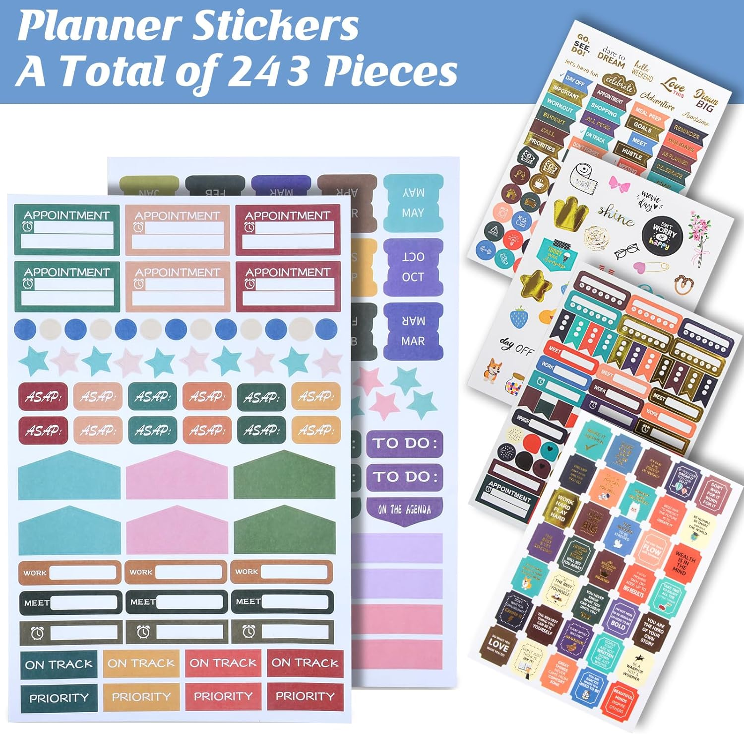 Monthly Weekly Daily Planner 2026-2027 with Stickers, Agenda Planner from January 2026-June 2027, 5.7'' X 8.2'' (Black) - Deep Blue image number 4