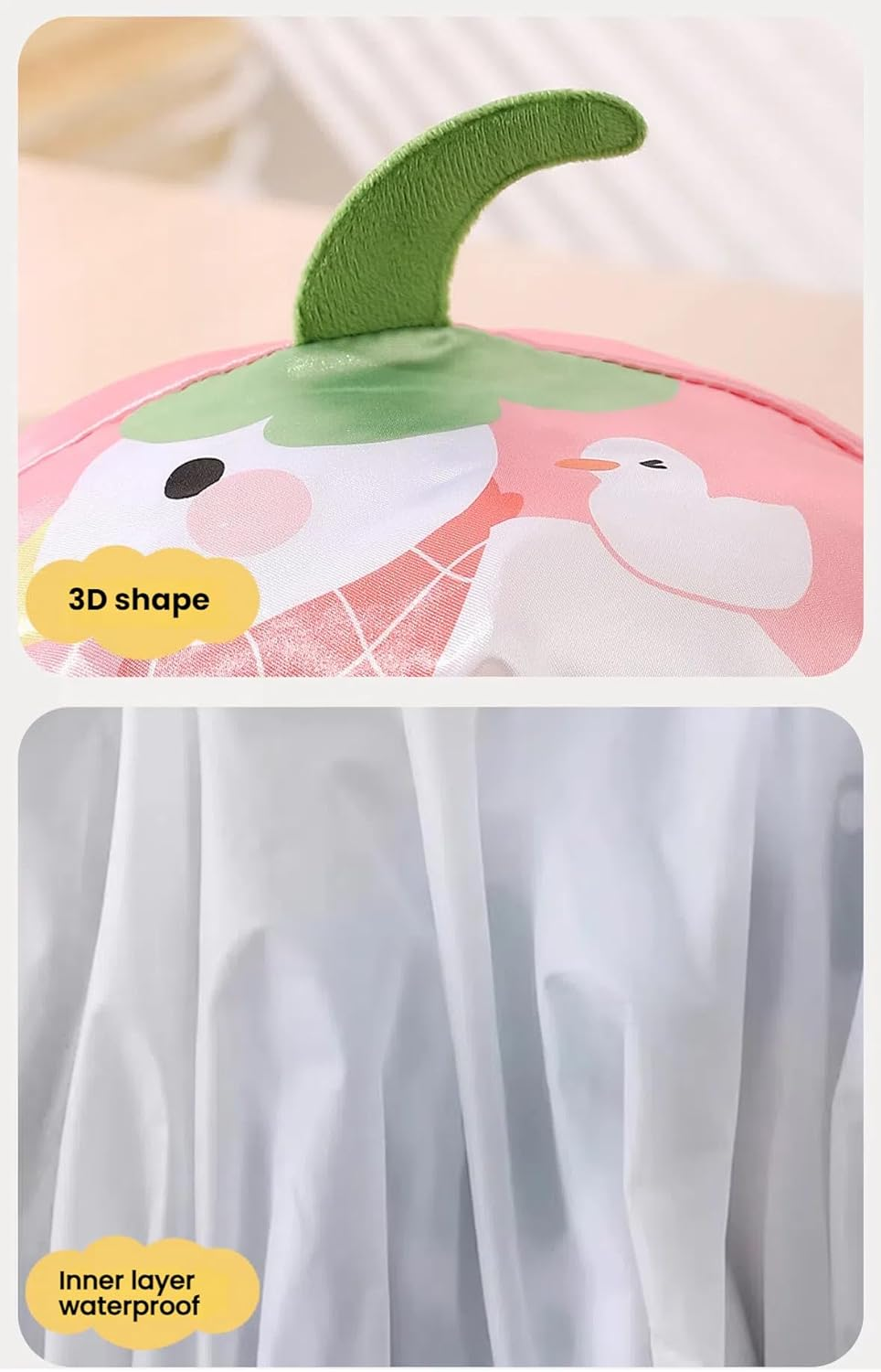 3PCS Kids Shower Cap, Funny Cute Cartoon Bath Hat, Girls Shower Cap for Kids Reusable Waterproof Adjustable Cap Design with Pufferfish, Bug, Duck Cute Hair Cover Hat image number 6