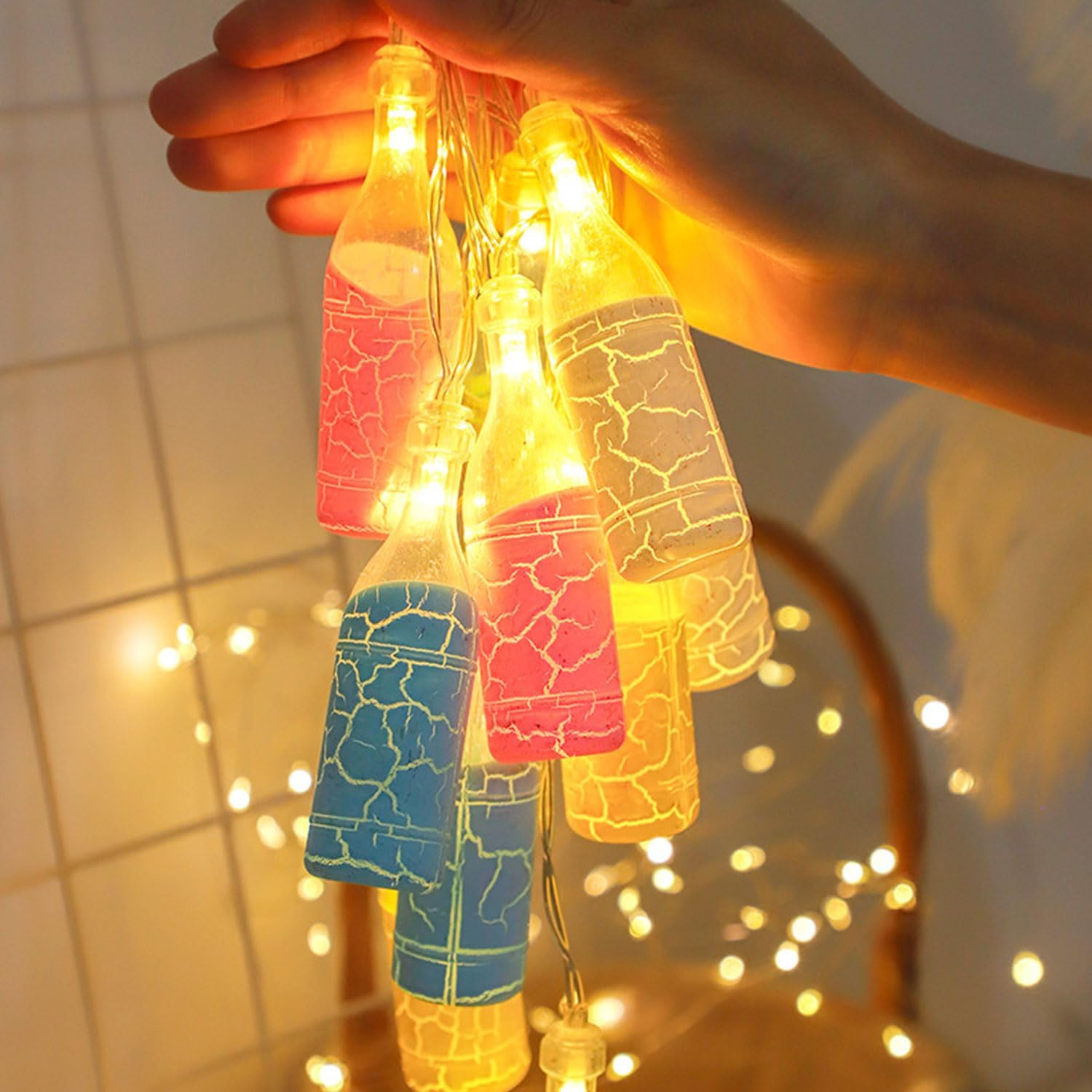 LED Fairy Lights with Bottle Design, 3 M, 20 LED Wine Bottles, Fairy Lights, Battery Operated, Luminous Wine Bottles, Battery Operated for Carnival, Halloween, Outdoor and Indoor, Decoration Living image number 6