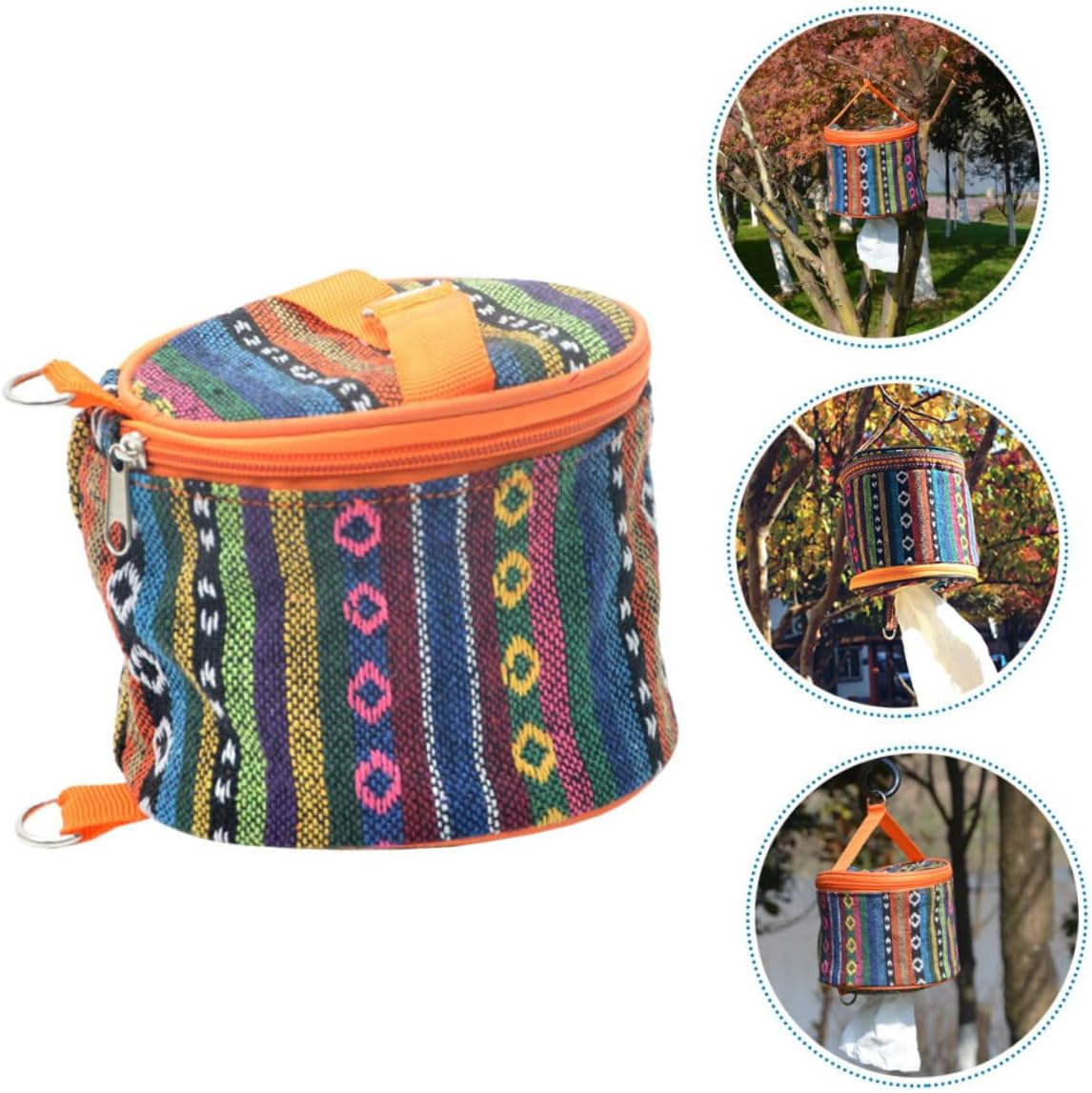SHOWERORO Ethnic Style Tissue Bag Zipper Portable Washable Napkin Pouch for Travel Artistic Tissue Holder for Home and Office image number 6