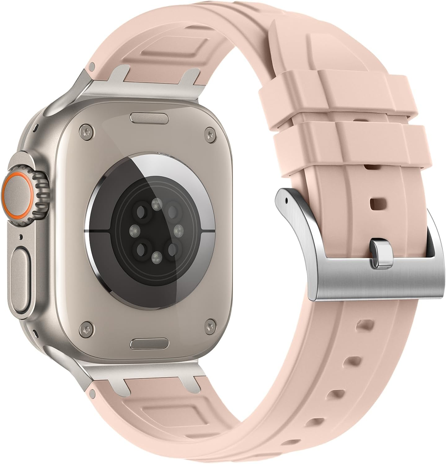 Stainless Steel Adapter Compatible with Apple Watch Series 11/10 Strap 46 Mm, Ultra 3/2/1 49 Mm Silicone Straps Compatible with Iwatch Series 9/8/7/6/5/4/SE3 Band 45 Mm/44 Mm image number 2