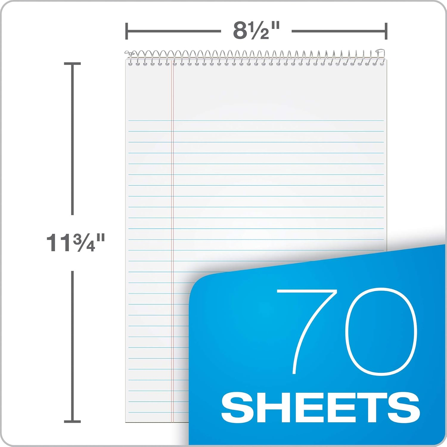 TOPS Docket Wire-Bound Writing Pad, 8-1/2" X 11-3/4", Blue Heavy-Duty Cover, Extra-Strong Back, White Paper, Legal Rule, 70 Sheets (99614) image number 4