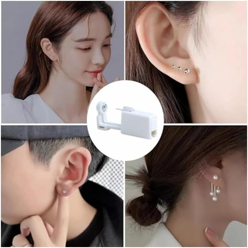 Ear Piercing Kit - 12PCS Portable Gun Set with Stud Earrings, Safety Tool for Men and Women