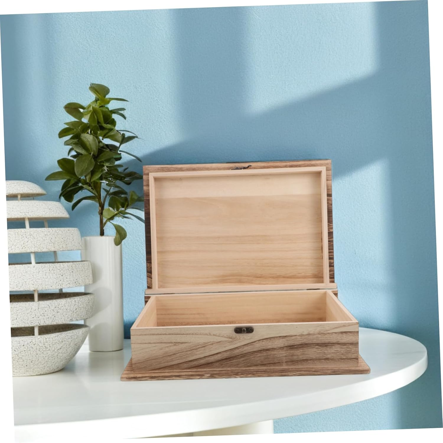 CLISPEED Handcrafted Wooden Memorial Box Large Book Storage Hinged Lid Jewelry Container image number 5