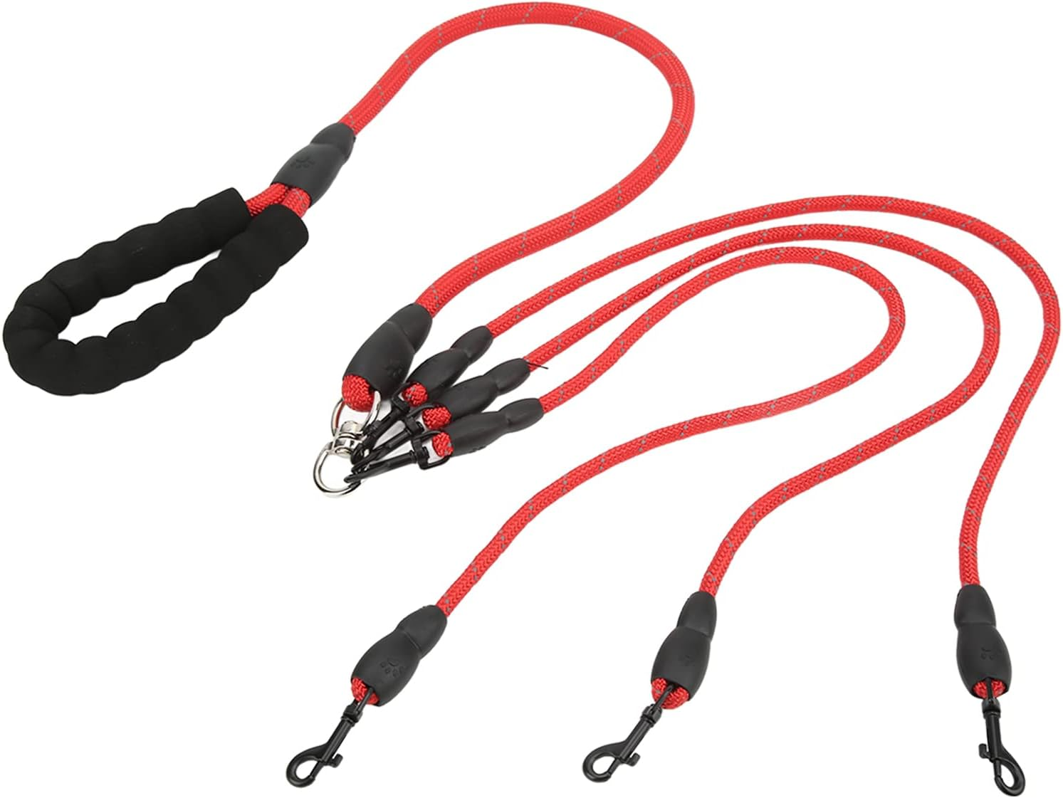 Dog Leash, 360&deg; Rotation Reflective Dog Walking Leash with Foam Handle, Heavy Duty Large Dog Leash for Small Medium and Large Dogs Hiking Camping Backyard Beach (Red)