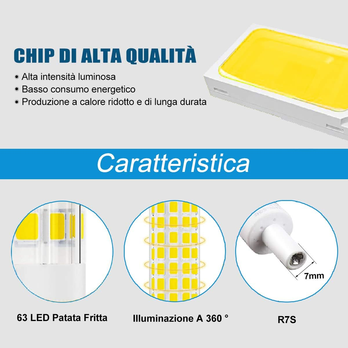 EXTRASTAR R7S LED Non-Dimmable 5 W 78 Mm LED Bulb with Double Linear Effect 6500 K Equivalent to 40 W, 500 Lm, Pack of 2 (Pack of 1) Cool White