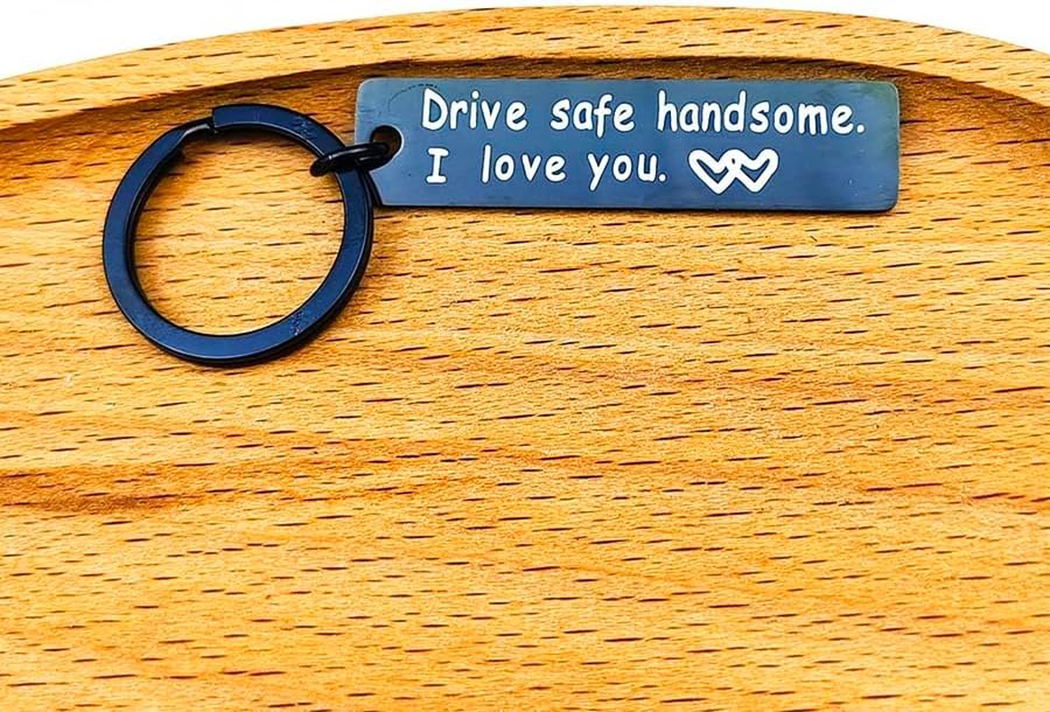 Drive Safe Handsome I Love You Gifts Keychain for Boyfriend Husband Drive Safe Gifts for Him BF Christmas Valentines Day Gift Husband Boyfriend Hubby Driving Keyrings image number 1