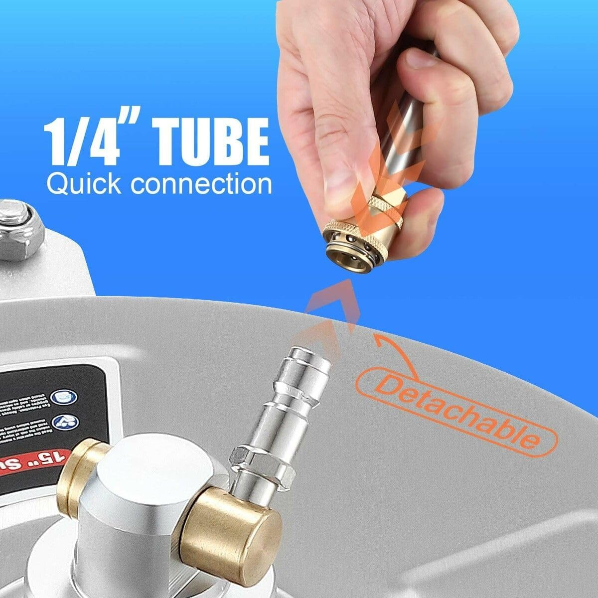 AUSWAY 15 Inch High Pressure Washer Surface Cleaner Concrete Driveway Scrubber Wheel Stainless Steel 4000PSI Power Extension Wand 1/4&rdquo; Connector Spray Nozzle image number 4