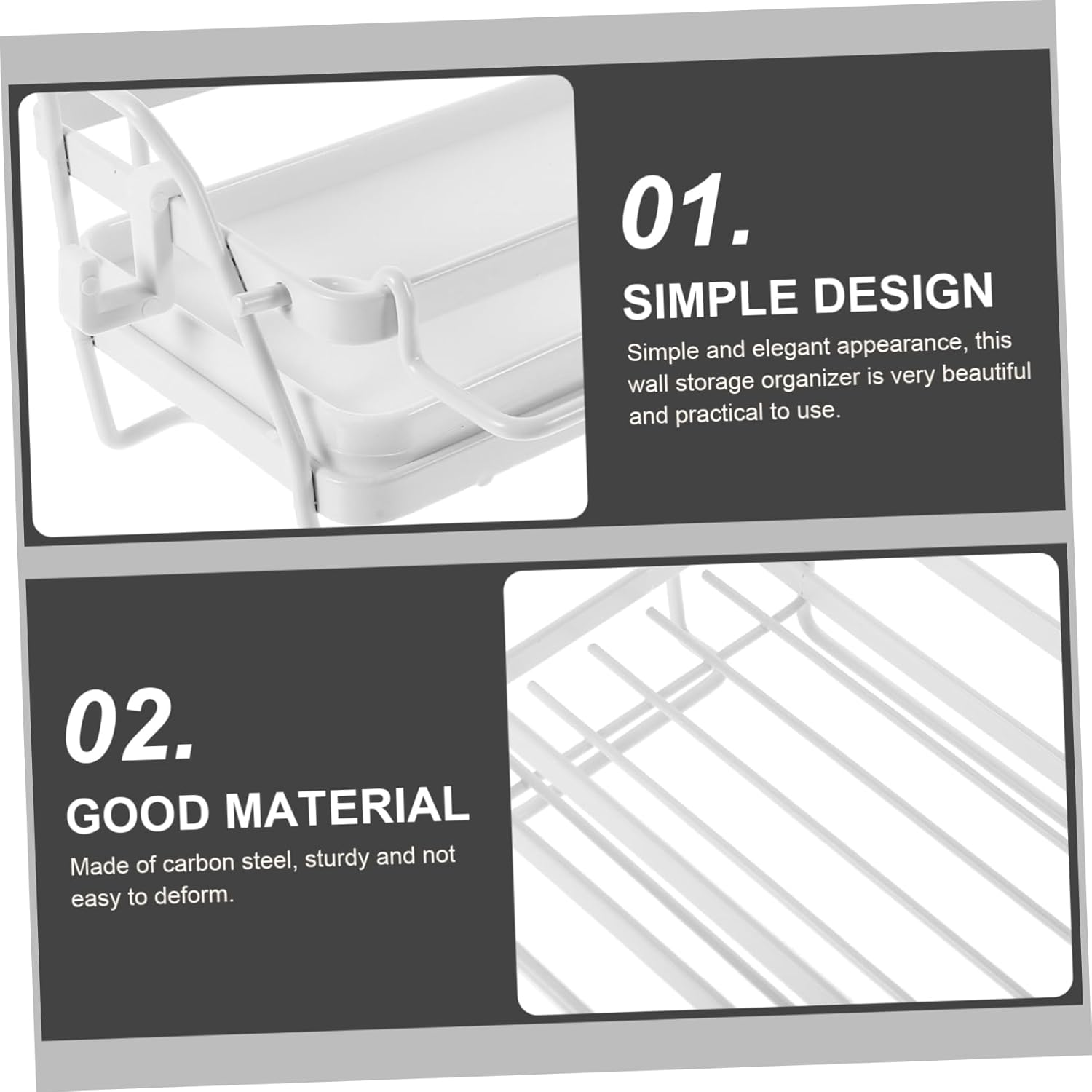 Homoyoyo Wall Mounted Rag Rack Kitchen Shelf Stainless Steel Storage Shelf for Seasoning Sponge Drain Basket Home Kitchen image number 3