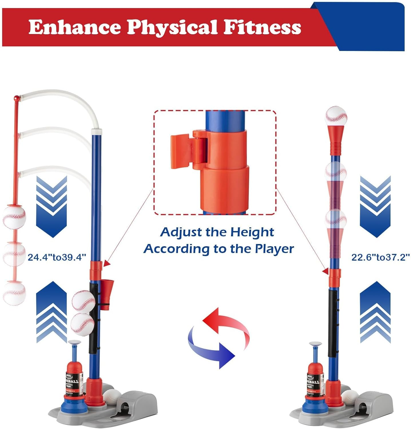 Adjustable T-Ball Set for Kids 3-8 | Outdoor Baseball Toy with Bat, Ball & Tee | Sports Toddlers & Boys in Backyards image number 1