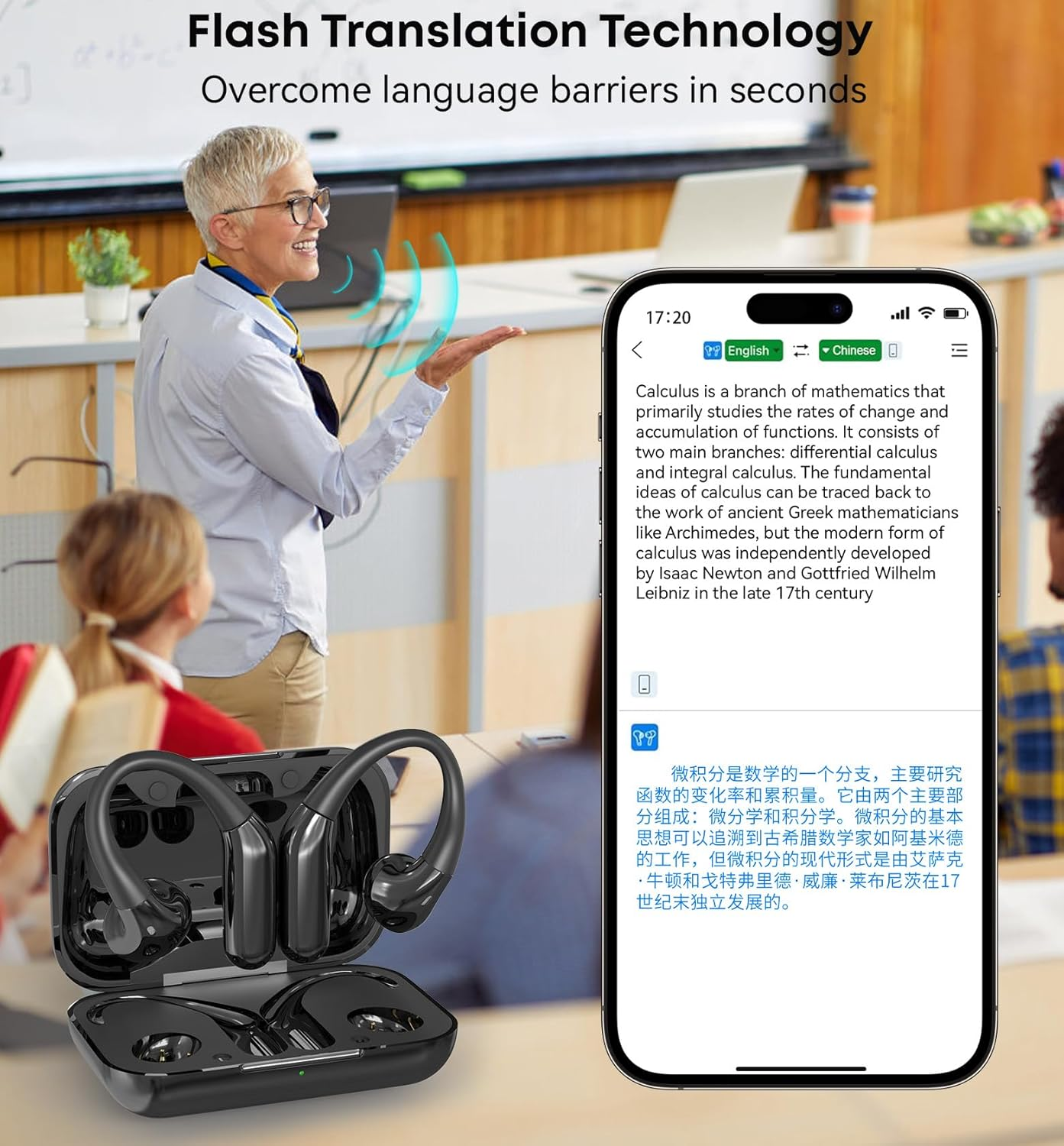 Likjhbn 2025 New Ai Translating Earbuds, 3-In-1 Language Translator Earbuds in Real Time, TWS Translator Earphones 144 Languages & Accents for Travel, Business, Learning (Glossy Black)