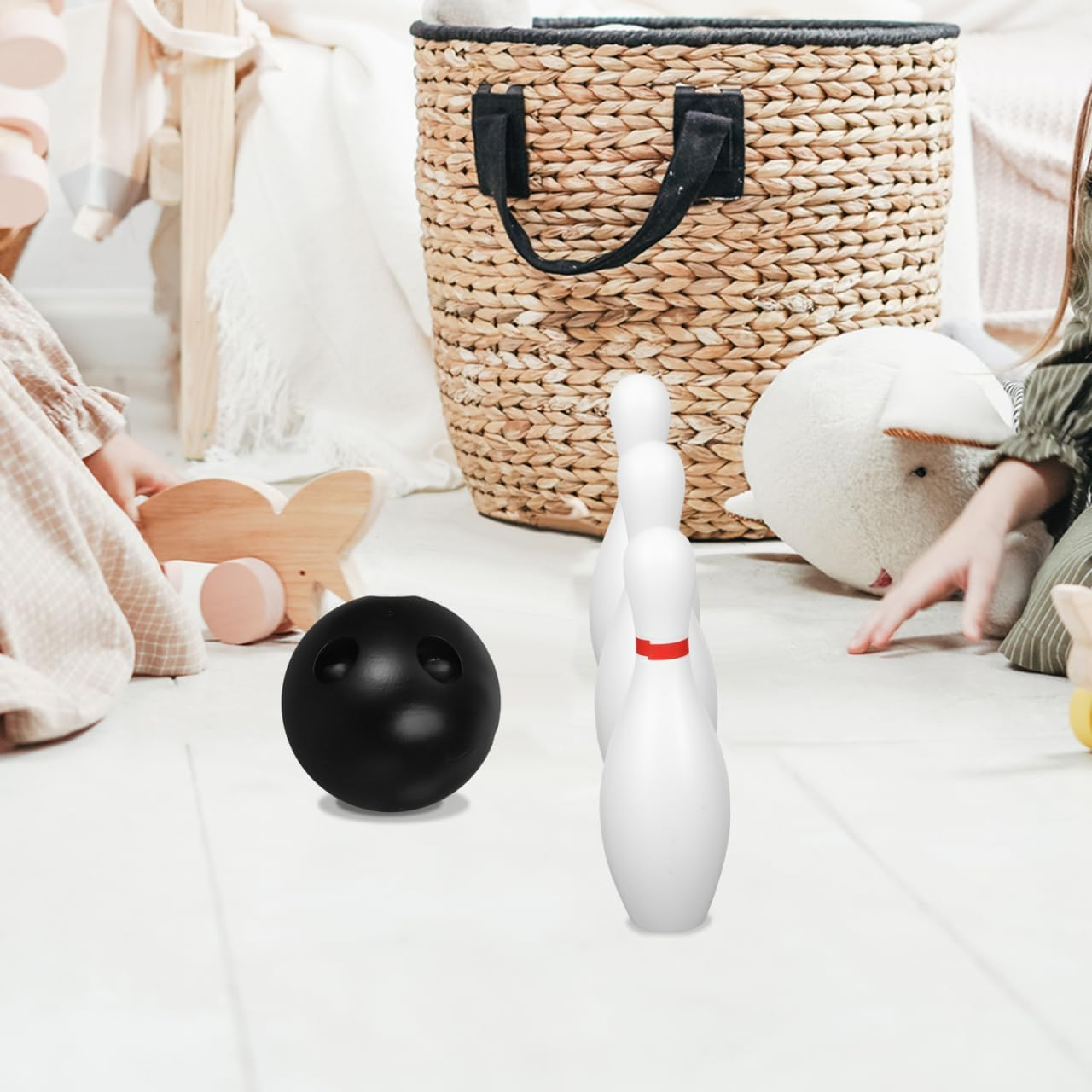 Vaguelly 10 Pin Bowling Set for Children Mini Bowling Ball Toy Kit Indoor Outdoor Sport Toys Improve Hand Eye Coordination for Kids Toddlers image number 6