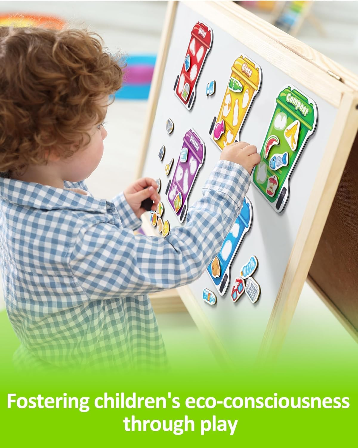 Coogam Magnetic Garbage Sorting Game, Montessori Travel Toys for Road Trip Airplane, Waste Classification and Recycling Learning Educational Gift Toy for 3 4 5 Year Old Kids image number 2