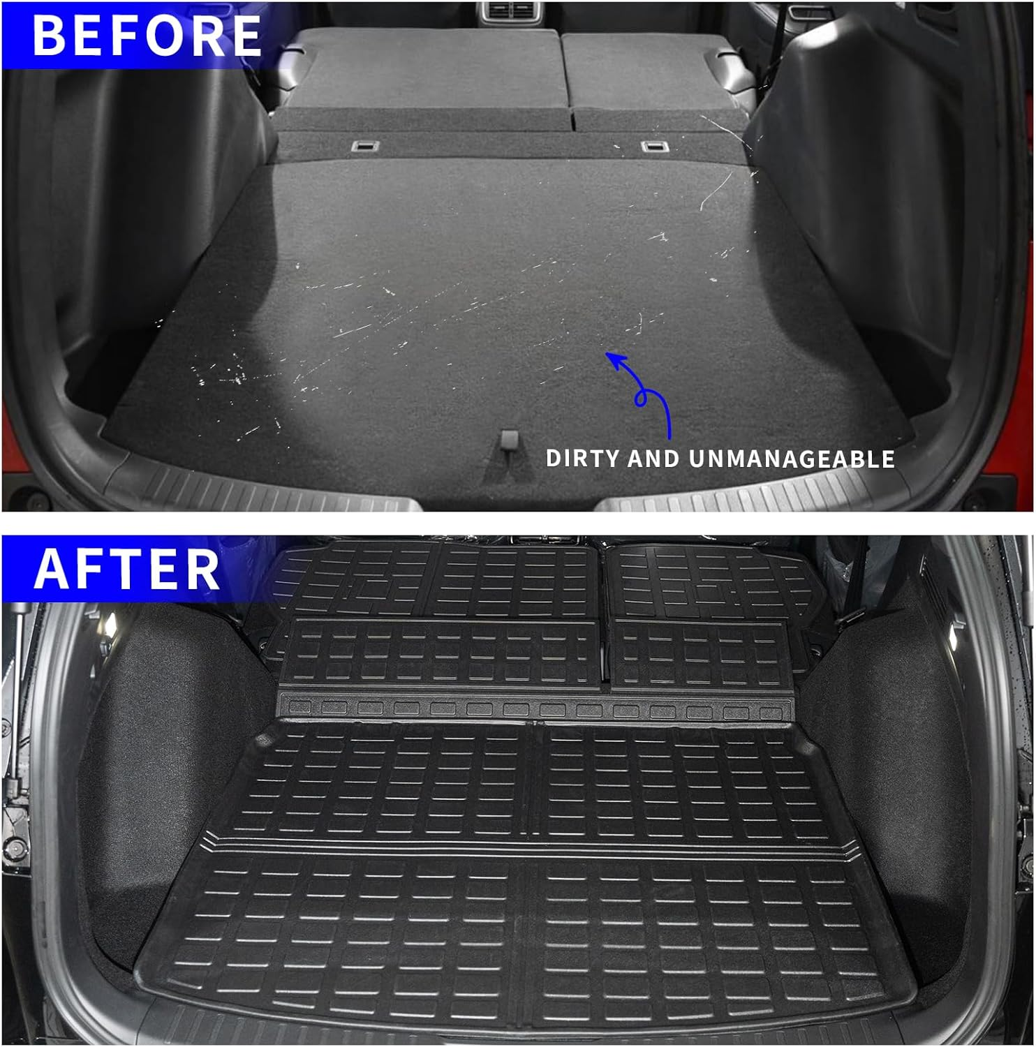 Rongtaod Cargo Mat Compatible with 2023 2024 2025 2026 Honda CRV (Include Hybrid) Cargo Liner Trunk Mat Back Seat Cover Protector Honda CR-V Accessories (Fit Upper Deck, Trunk Mat+Backrest Mats) image number 2