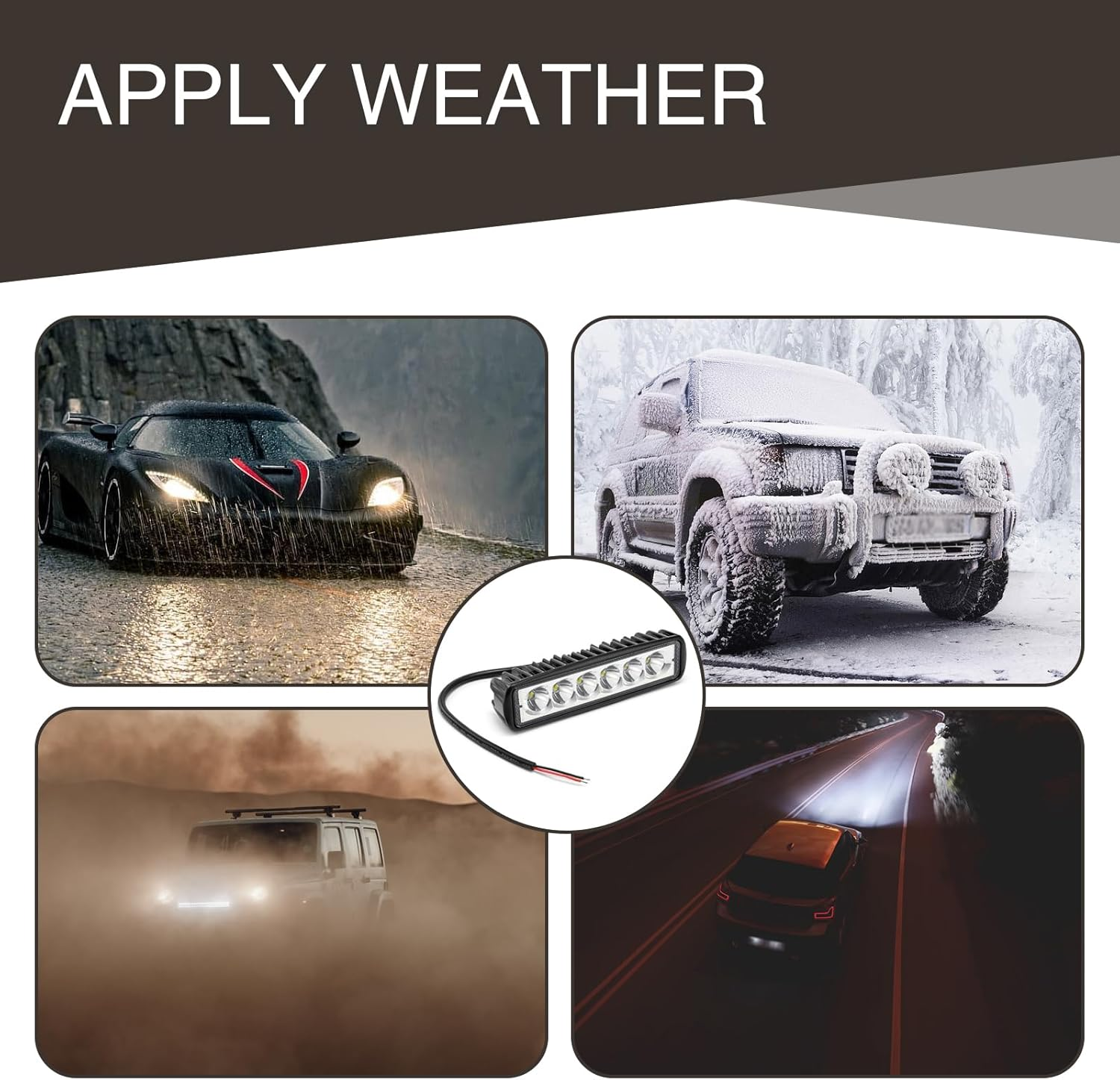 Fluher 2 PCS Car LED Daytime Running Light, 12V 18W 6000K 1200LM IP67 Waterproof Vehicle Auxiliary Light, Cars, Motorcycles, Off-Road Vehicles, Trucks, Forklifts, Boats General (White) image number 2