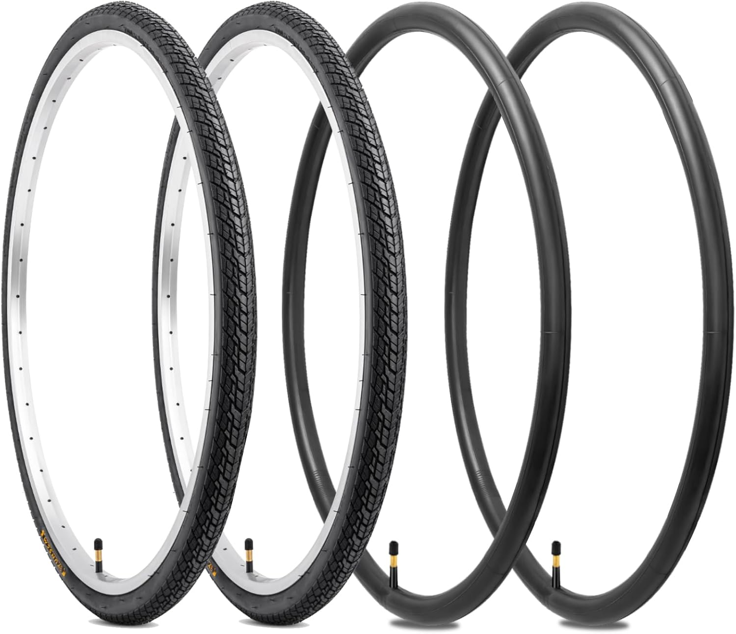 Yunscm 2 Pcs 700X35C Bike Tires,700X35C 37-622 Bike Tyres plus 700X35/43C Bike Inner Tubes Schrader Valve 48Mm,Compatible with 700X35C Road Bike Tires and Tubes image number 1