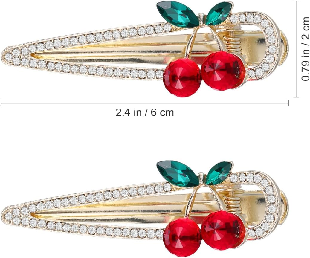 Ipetboom Fashion Cherry Hairpin Set - 2 Piece Rhinestone Clip Clip Headpiece for Girls Perfect