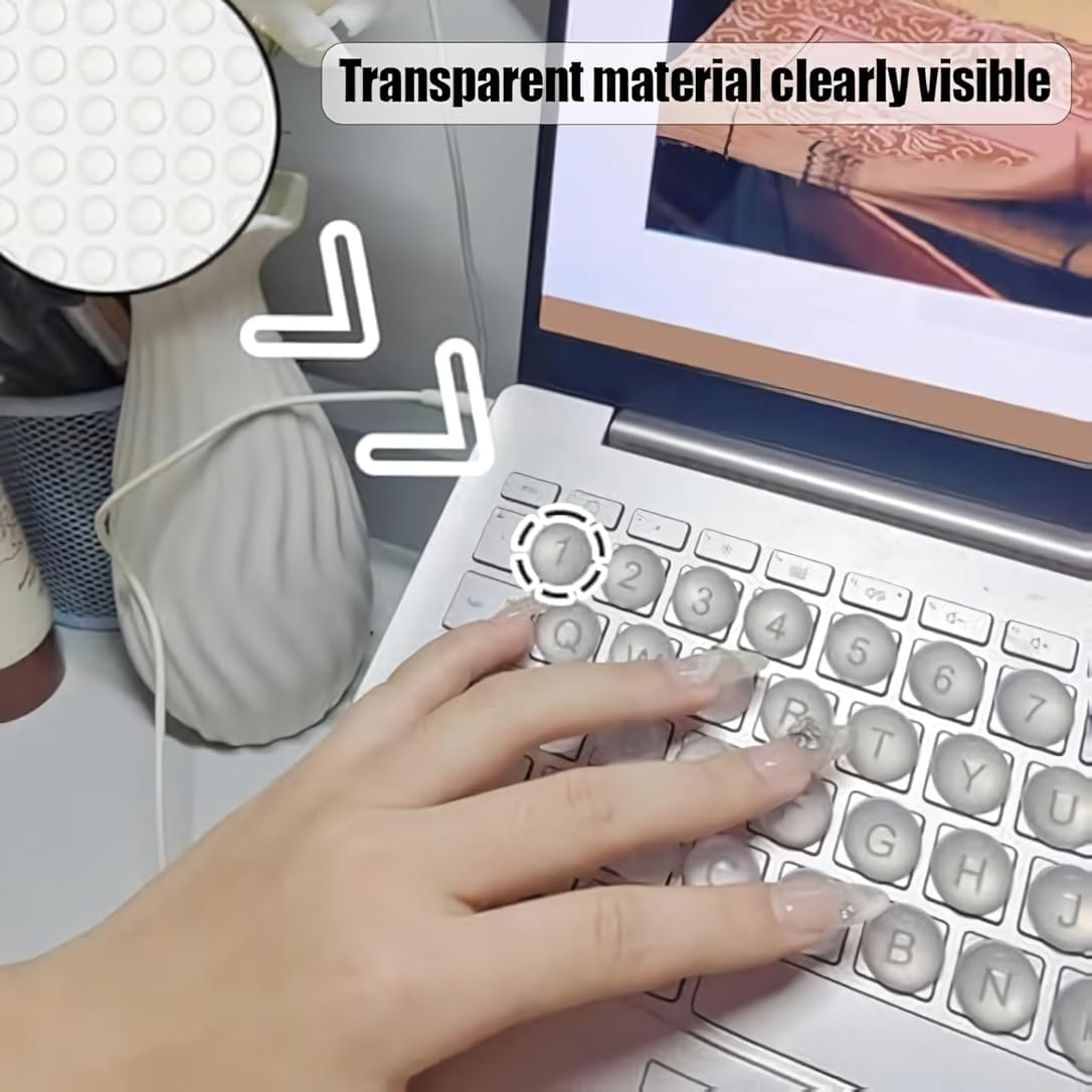 Bubble Stickers for Keyboard Long Nails Raised Silicone Keyboard Cover Non-Slip Adhesive Clear Rubber Protector Pad for Laptop/Computer Glass Table Furniture Cabinet Door Bumper Felt Dots Slip Stopper image number 2