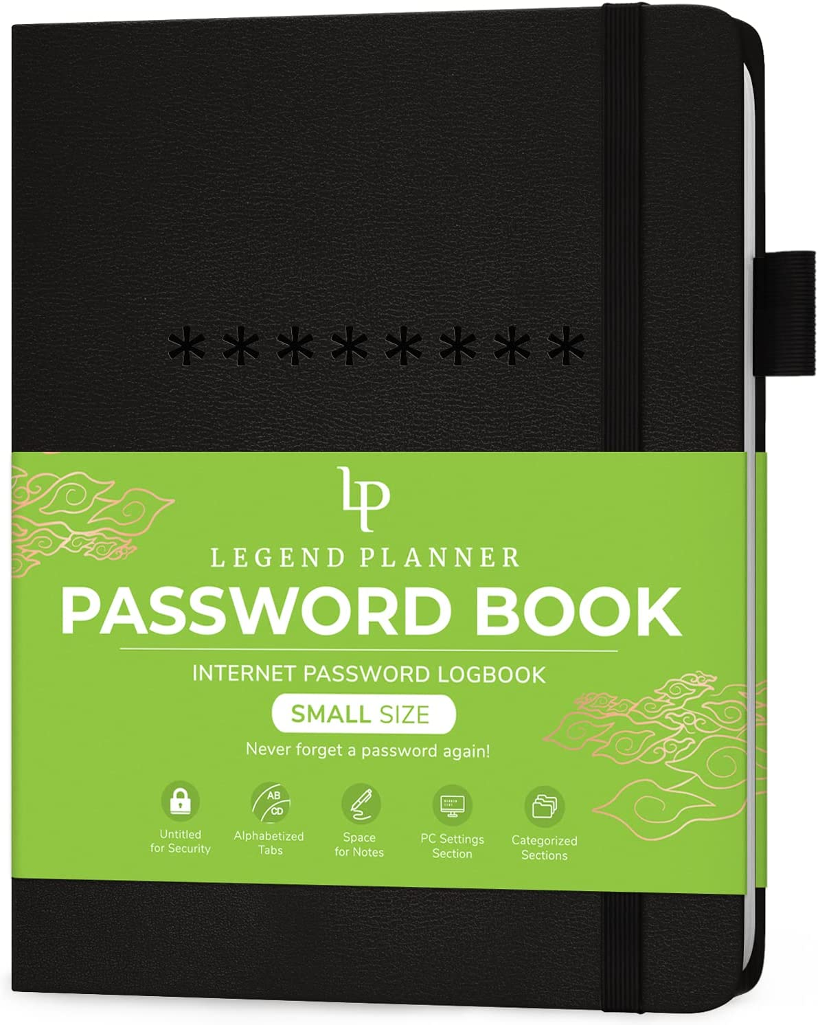 Legend Planner Password Book with Alphabetical Tabs. Internet Address & Password Keeper Logbook. Pocket Size 4.0"X5.5", Journal Notebook for Password Organization & Saving Website Logins - Black image number 3