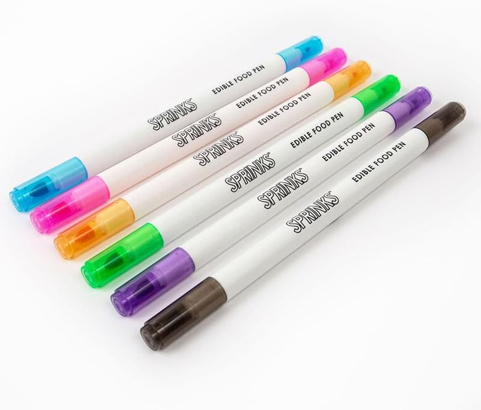 Sprinks Edible Food Pastel Pen Set | 6-Pieces | Edible Ink | Non-Toxic Fine Tip and Brush Tip | Cake Decorating | Sugar Paste | Chocolate | Meringues | Icing | Food Safe for Cookies and Desserts image number 3