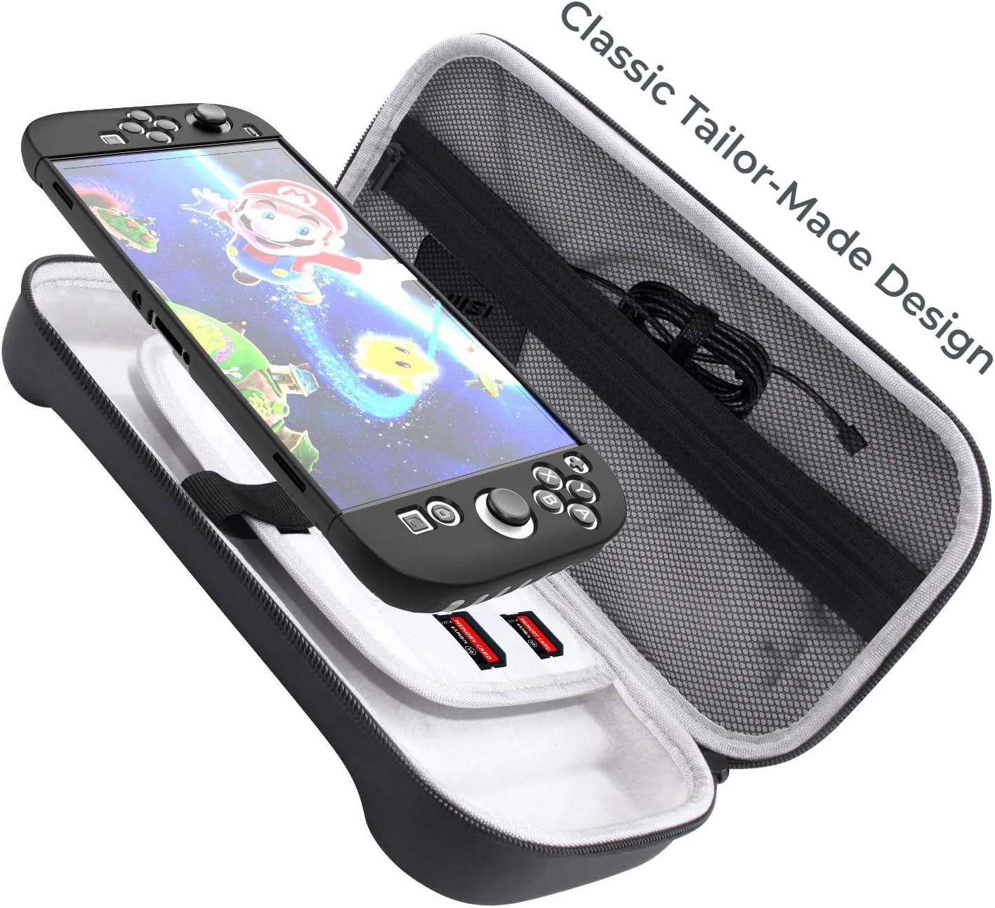 Slim Carrying Case for Nintendo Switch 2 2025, Portable Travel Storage Case with 10 Game Card Slots, All-Round Protection for 2025 Nintendo Switch 2 Console and Accessories (Black) - Black image number 2