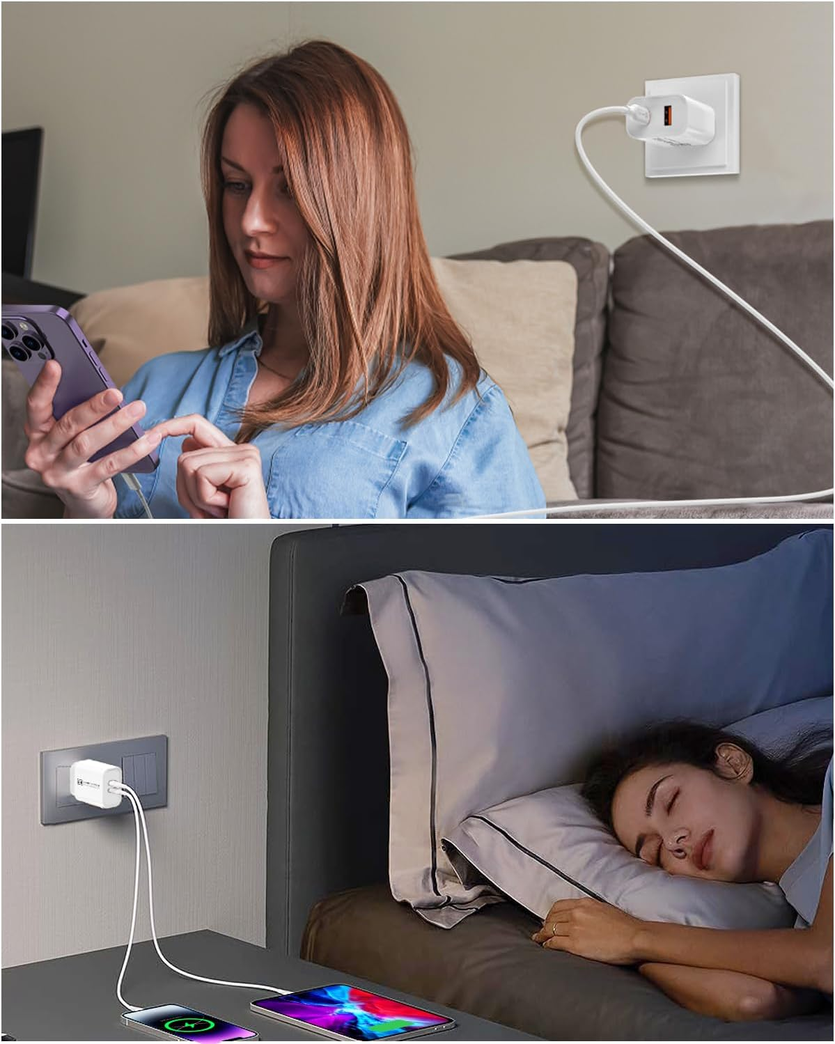 HEYMIX 20W USB C Fast Charger, 4-Pack PD USB-C Dual-Port Wall Plug with Fast Charging QC3.0, Compatible with Iphone 14/13/12, Pixel 7/6, Switch, S22/21 image number 2