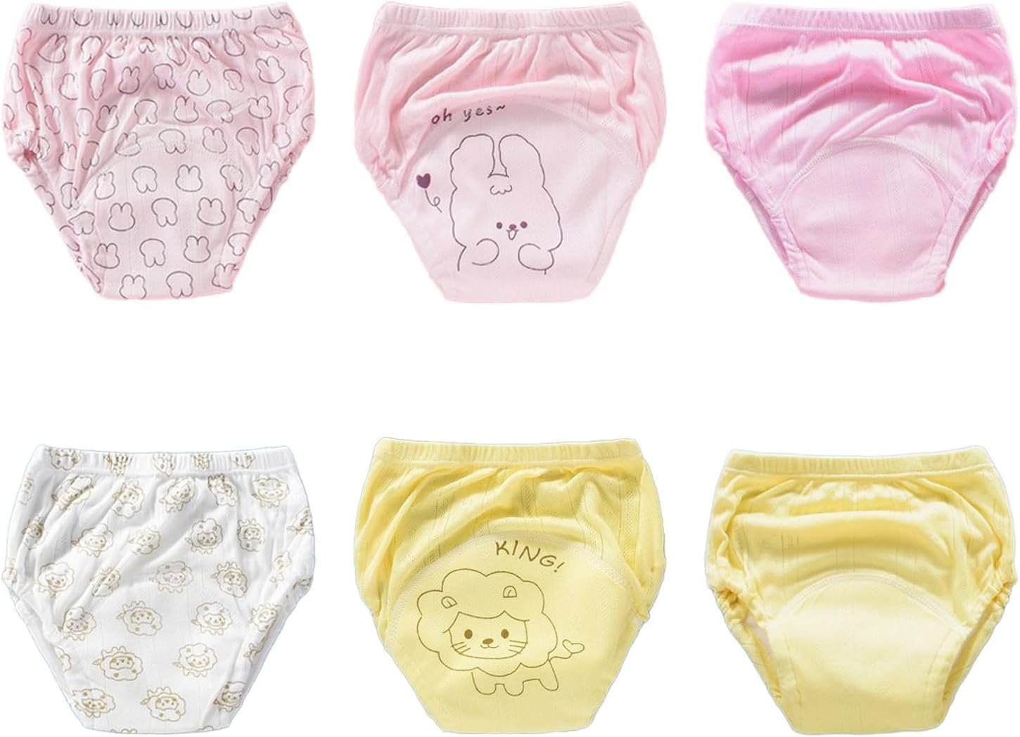 ZONEY Potty Training Pants, 6 Packs Absorbent Training Underwear for Boys and Girls Infant Toddler,100% Cotton Unisex Learning Designs Training Underwear Pants 1-4T