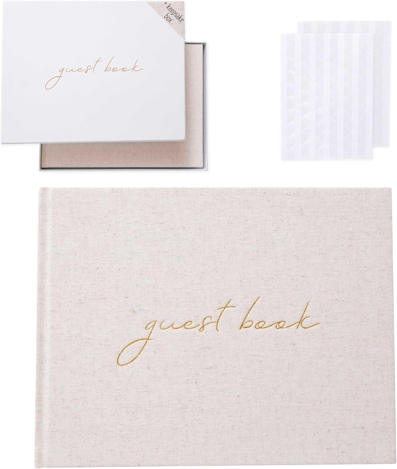 Premium Baby Shower Guest Book - Linen Cover Wedding Guest Book - Includes Baby Book Keepsake Box W/ 100 Pages for Signatures & Photos - Ideal for Polaroid Baby Photo Book, Graduation & Special Events image number 2