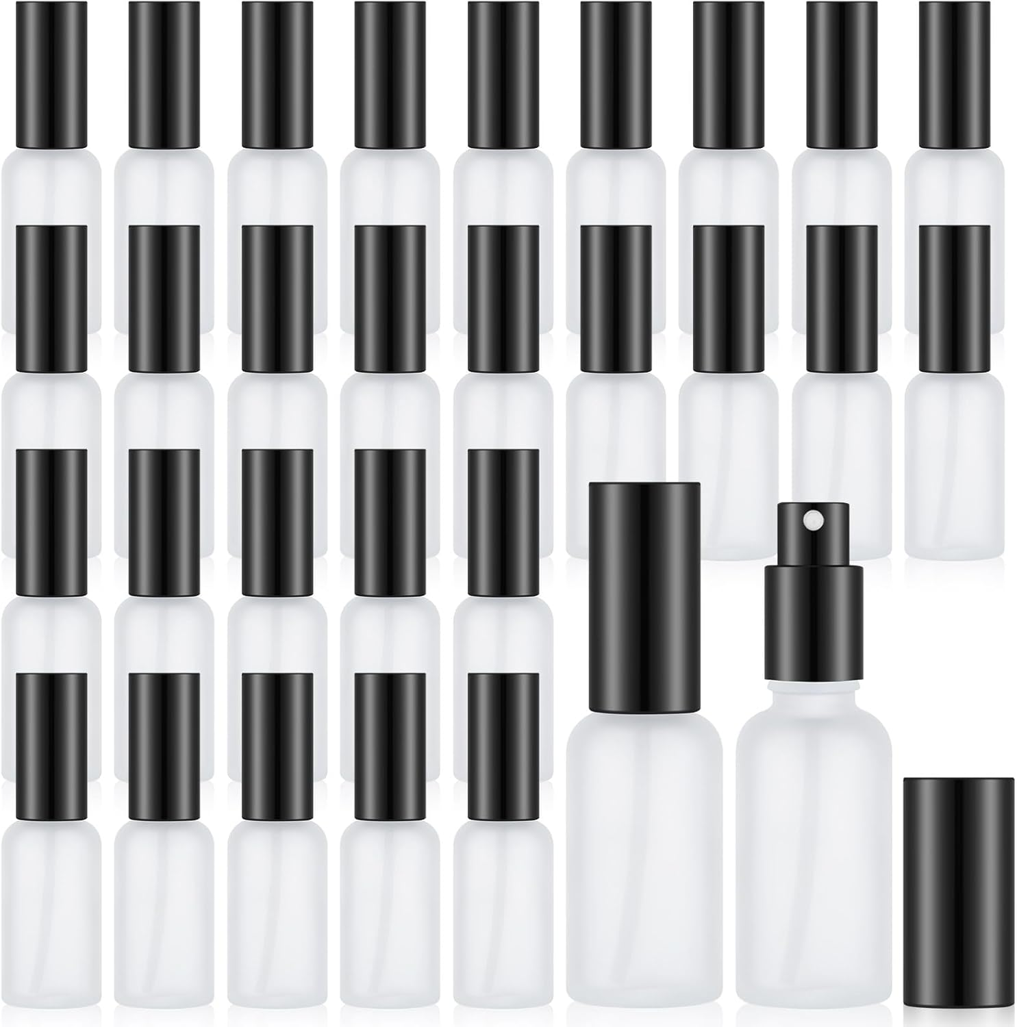 Roshtia 30 Pcs 3.4 Oz/ 100 Ml Rose Gold Glass Spray Bottle Refillable Perfume Atomizer Clear Decorative Empty Bottles with Fine Mist Sprayer Pump for Face Body Travel