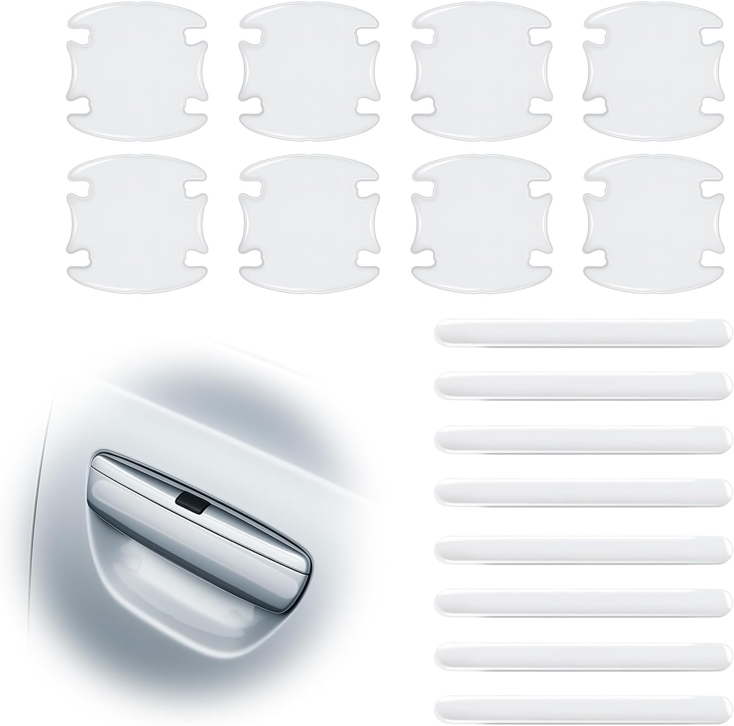 16 Pcs Car Door Handle Scratch Protector, Universal Transparent Guard Stickers anti Wear, Invisible Accessories for Car Door Handle & Cup Protection Easy to Install Fit Most Cars(Thickening Type) image number 1