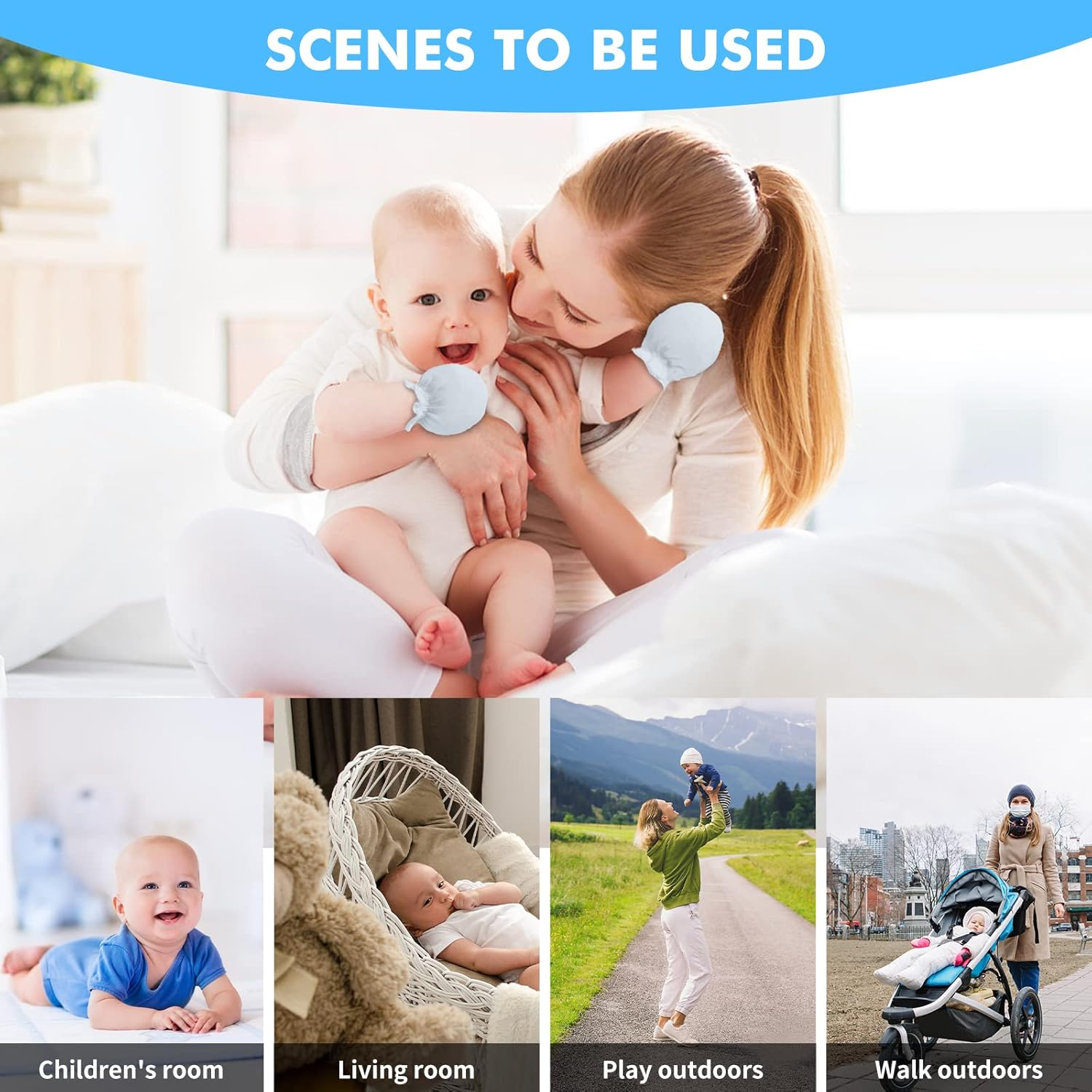 Liwely 12 Pairs Unisex-Baby No Scratch Mittens, 100% Cotton, Solid White image number 6