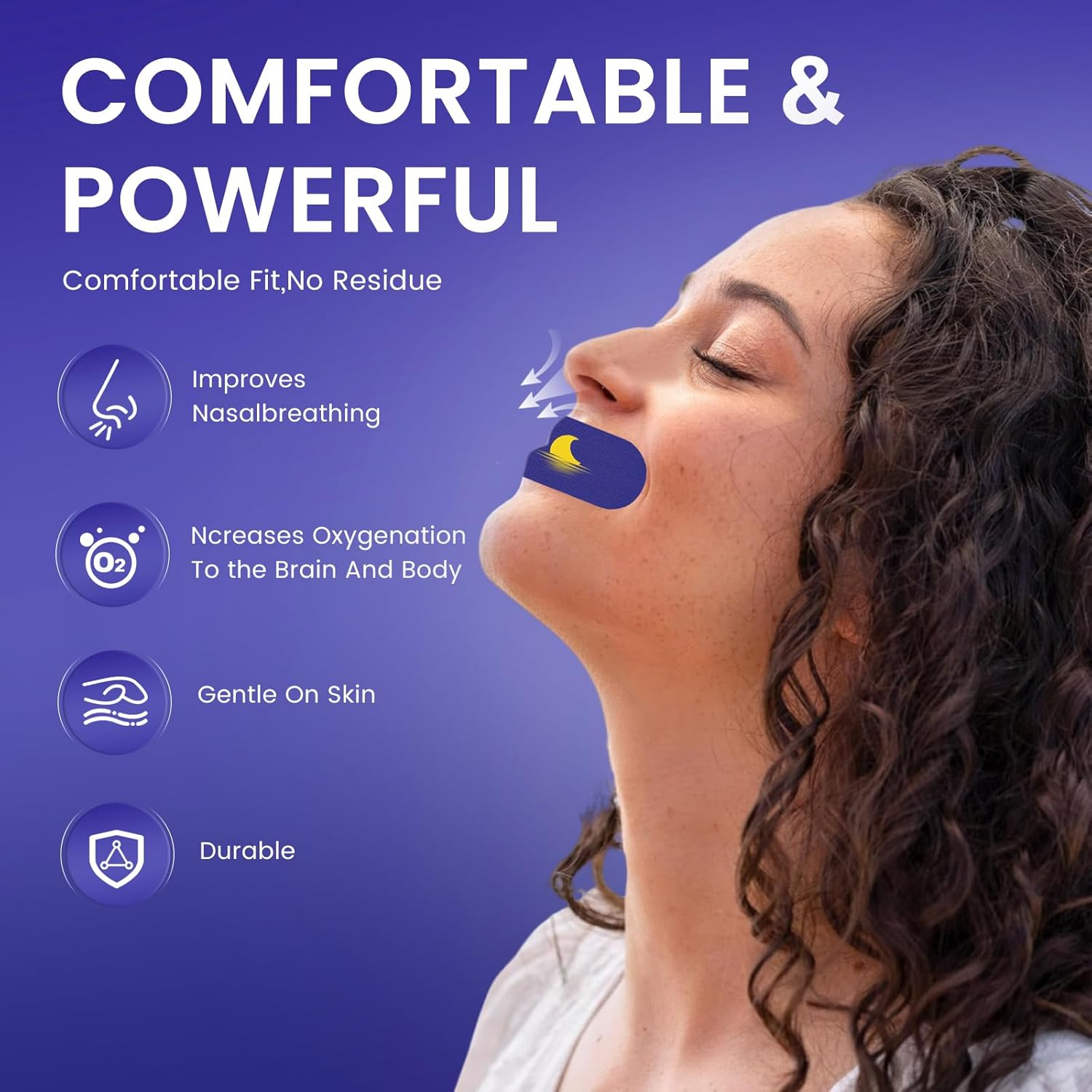 Mouth Tape for Sleeping | anti Snoring Sleep Tape | Soft & Hypoallergenic | Improve Sleep Quality & Nasal Breathing | Premium Cotton | Suitable for Men and Women (Blue, 90 Pcs) image number 3