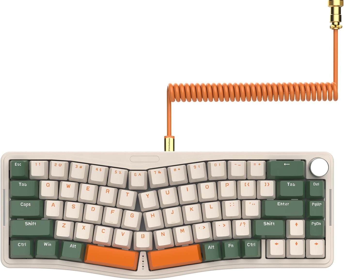 AKS068 65% Wired Mechanical Gaming Keyboard with Coiled Cable, 68-Key Alice-Layout Mechanical Keyboard, RGB Hot Swappable Red Switches VIA/QMK Programmable Knob Gasket Mount for Win/Mac (Black)