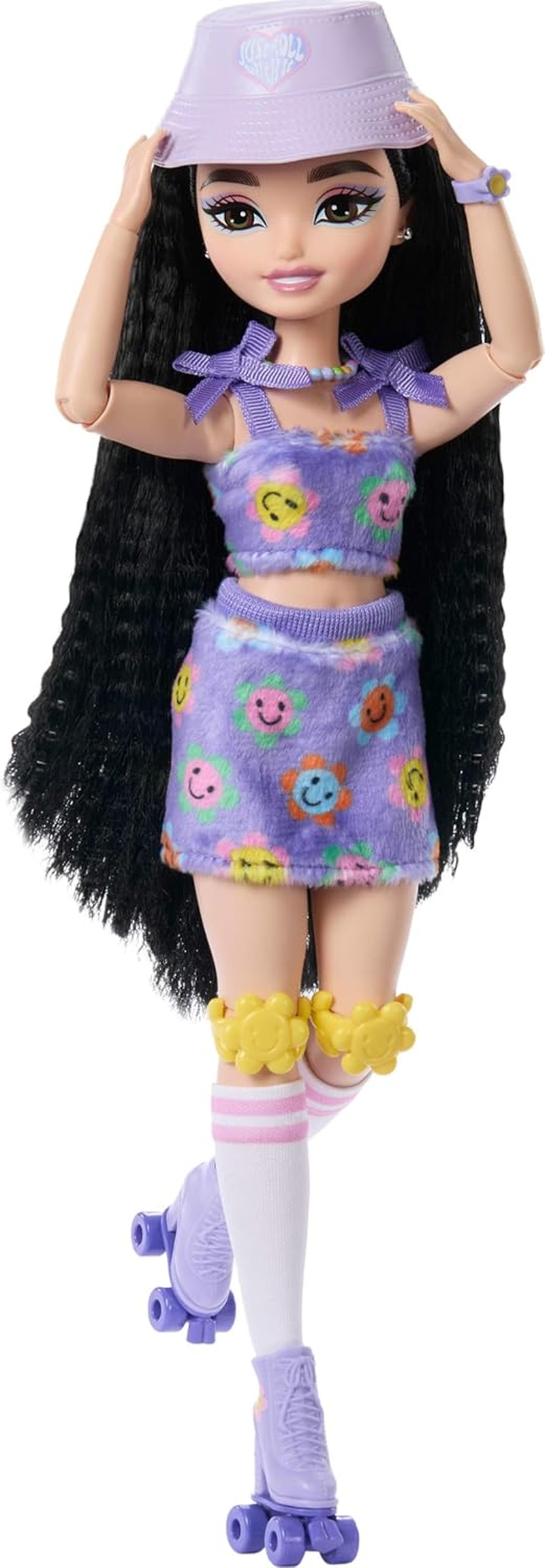 Barbie Dream Besties Doll and Accessories, Renee Posable Roller Skating Fashion Doll with Black Hair, 12 Video & Food Themed Pieces image number 1