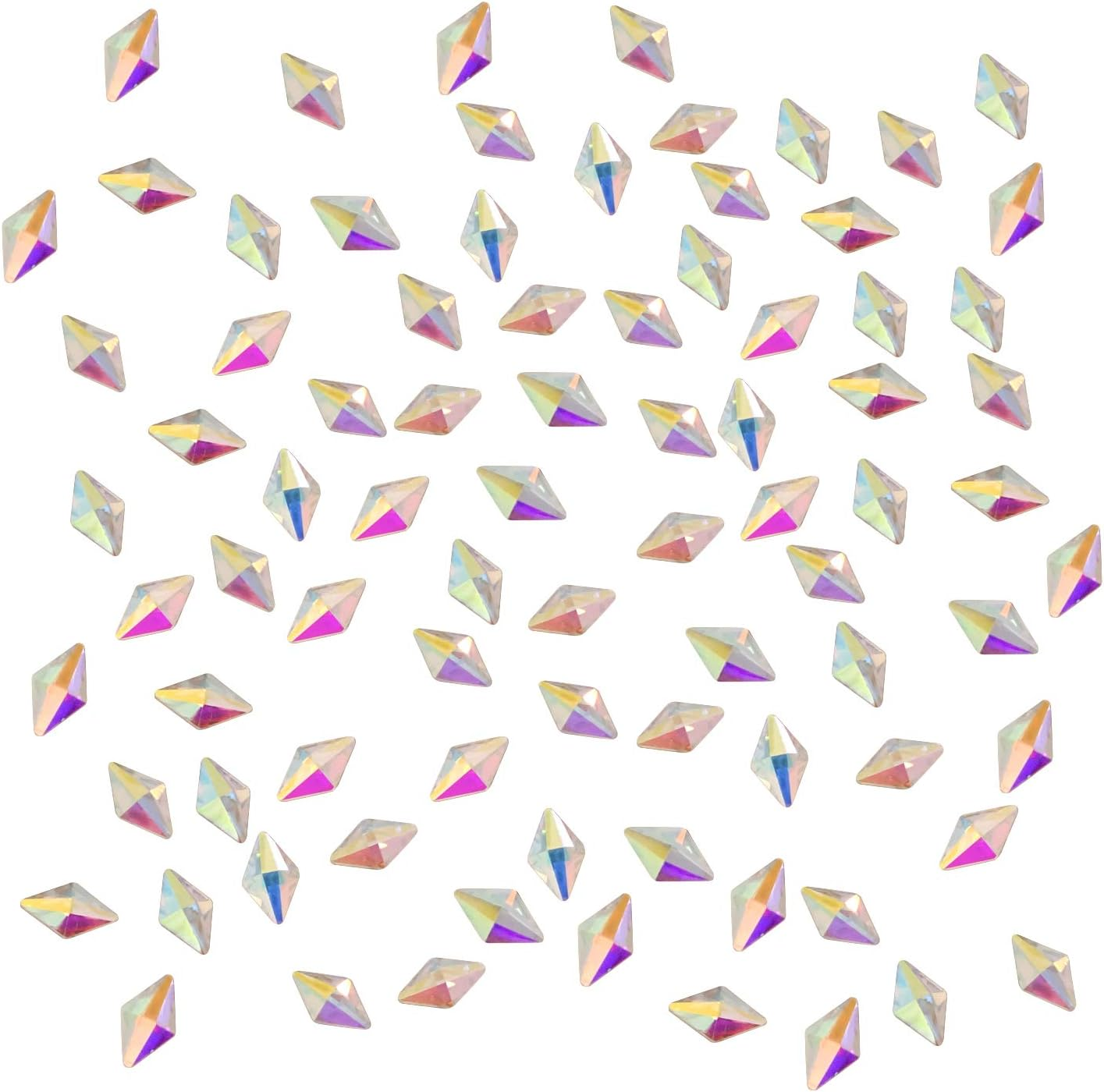 Honbay 100PCS 6X10Mm Crystal AB Flat Back Rhinestones Super Shiny Rhombus Gems for Nail Art, DIY Crafts, Phone, Clothes, Shoes and More image number 5