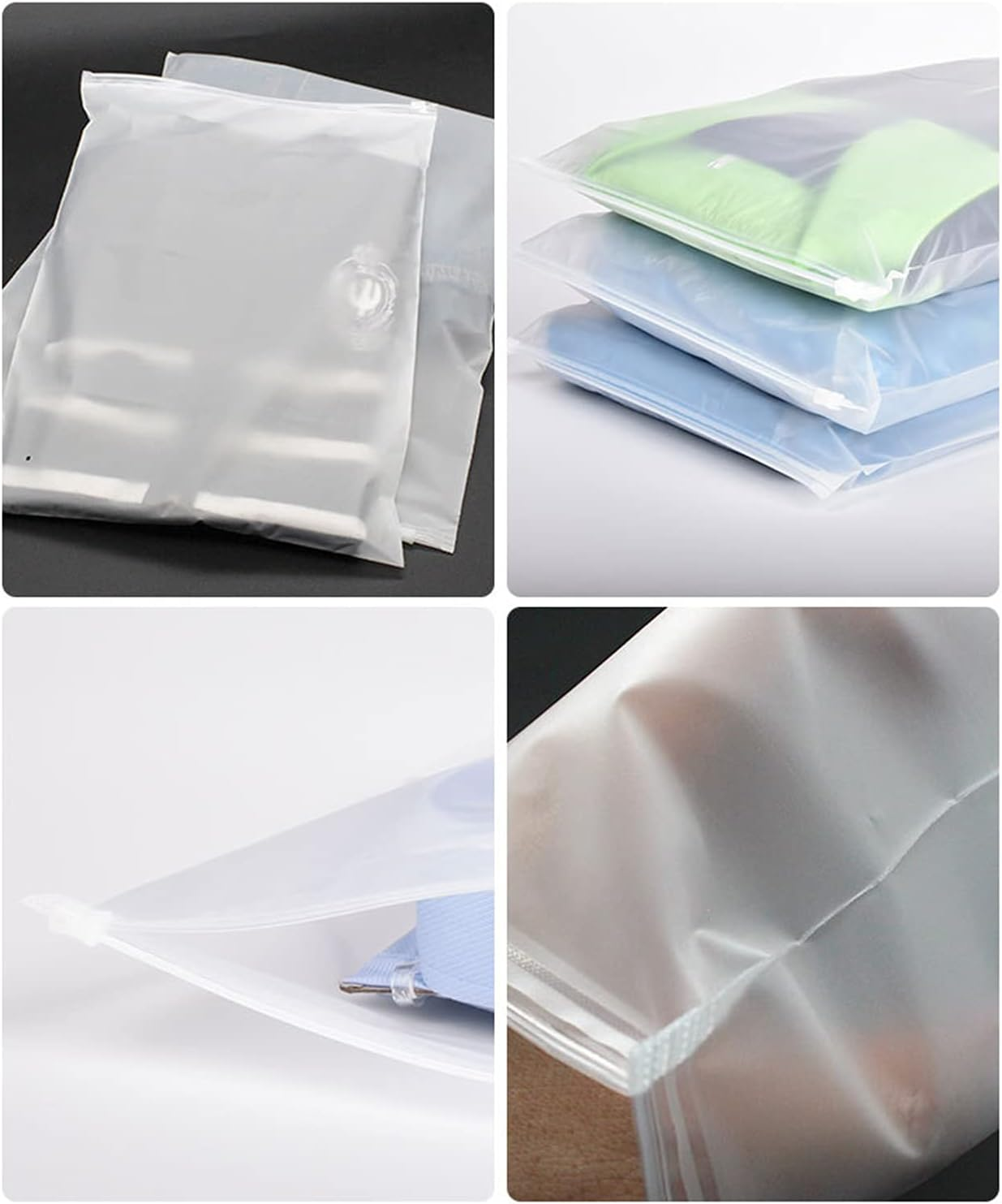50Pcs Packaging Bags Frosted Bag Zipper Plastic Bag Poly Bags Resealable Slider Closure Storage Bag Pouch for T Shirts Clothes Make up Shipping Organizer QIUNI image number 4