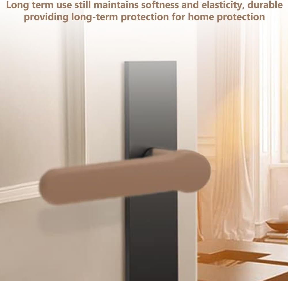 MOTRAIN 2PCS Silicone Door Handle Covers for Flat Square Door Levers, Anti-Slip, Anti-Static and Shock-Absorbing Door Knob Protectors for Child Safety and Collision Prevention, Easy Installation, Coffee image number 3