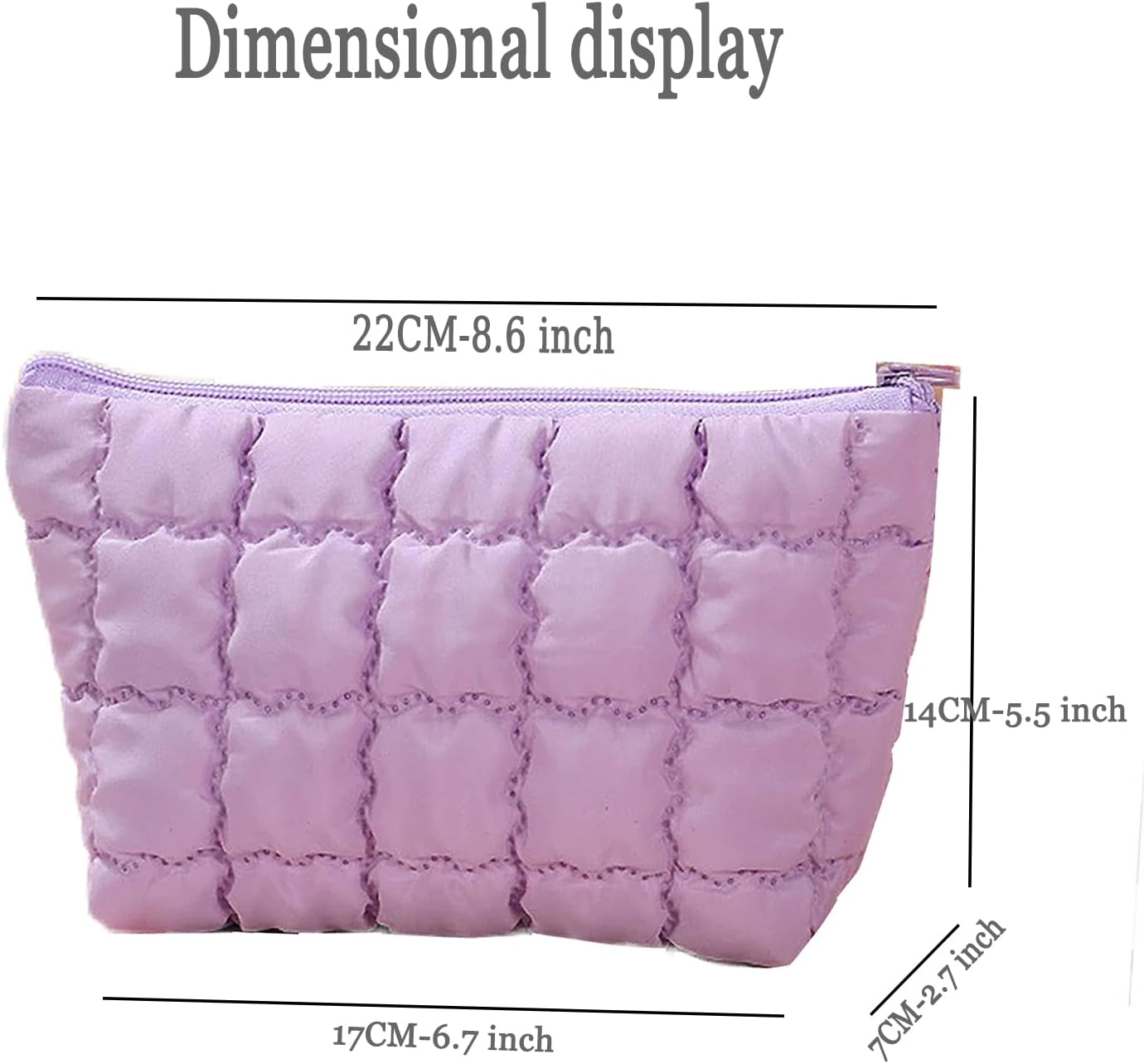 Puffy Makeup Bag Quilted Makeup Bag Cute Checkered Cosmetic Bag for Women Travel Toiletry Bag Puffer Makeup Pouch Puffy Purse Pouch Preppy Makeup Organizer Pencil Case with Zipper(Black) image number 2