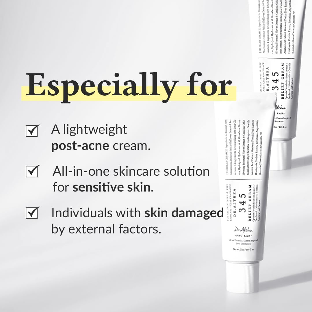 Dr.Althea 345 Relief Cream | Daily Face Moisturizer | Blemish Relief Care | Soothing Recovery & Moisture with Niacinamide, Panthenol | Korean Vegan Skin Care for All Skin Types | 50Ml (Pack of 1) image number 5