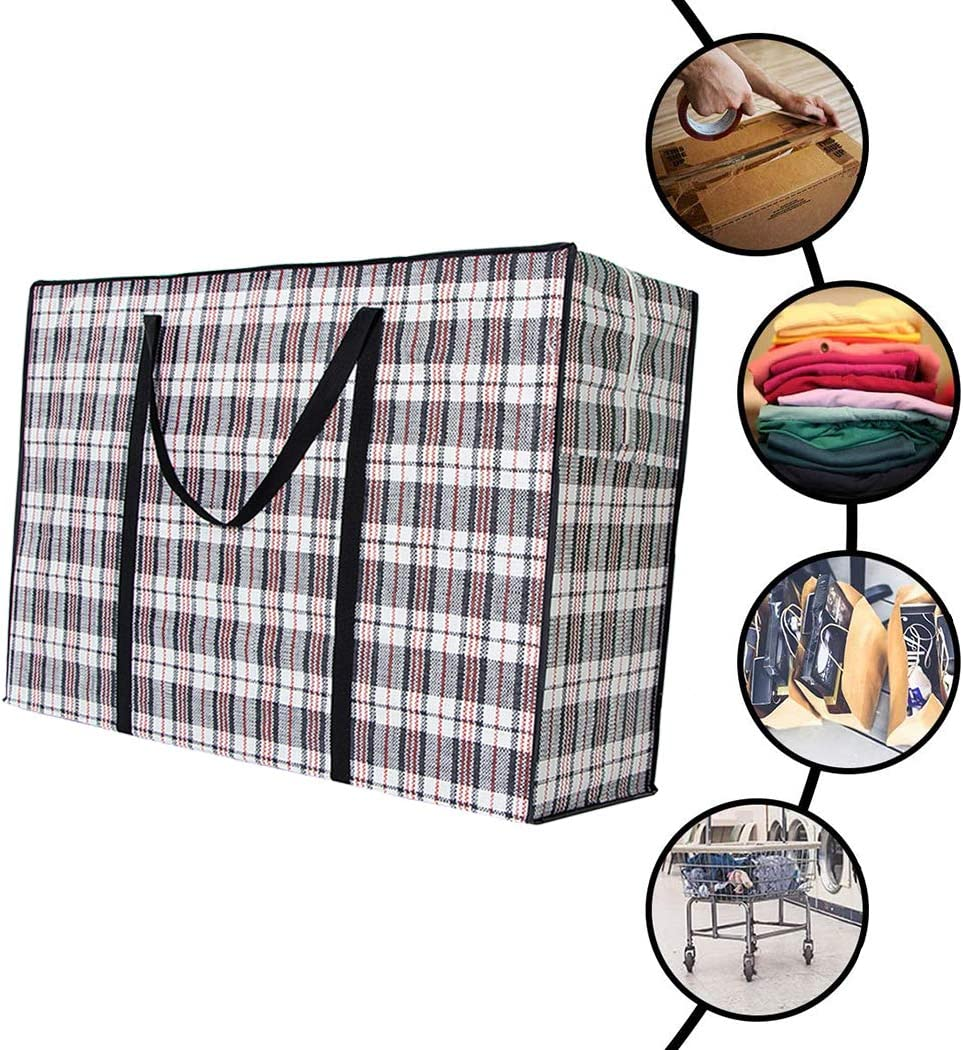 5 Pack Large Storage Laundry Bags Checkered Organizer Bag with Zipper and Handles for Comforters, Clothes, Bedding, Duvets image number 3