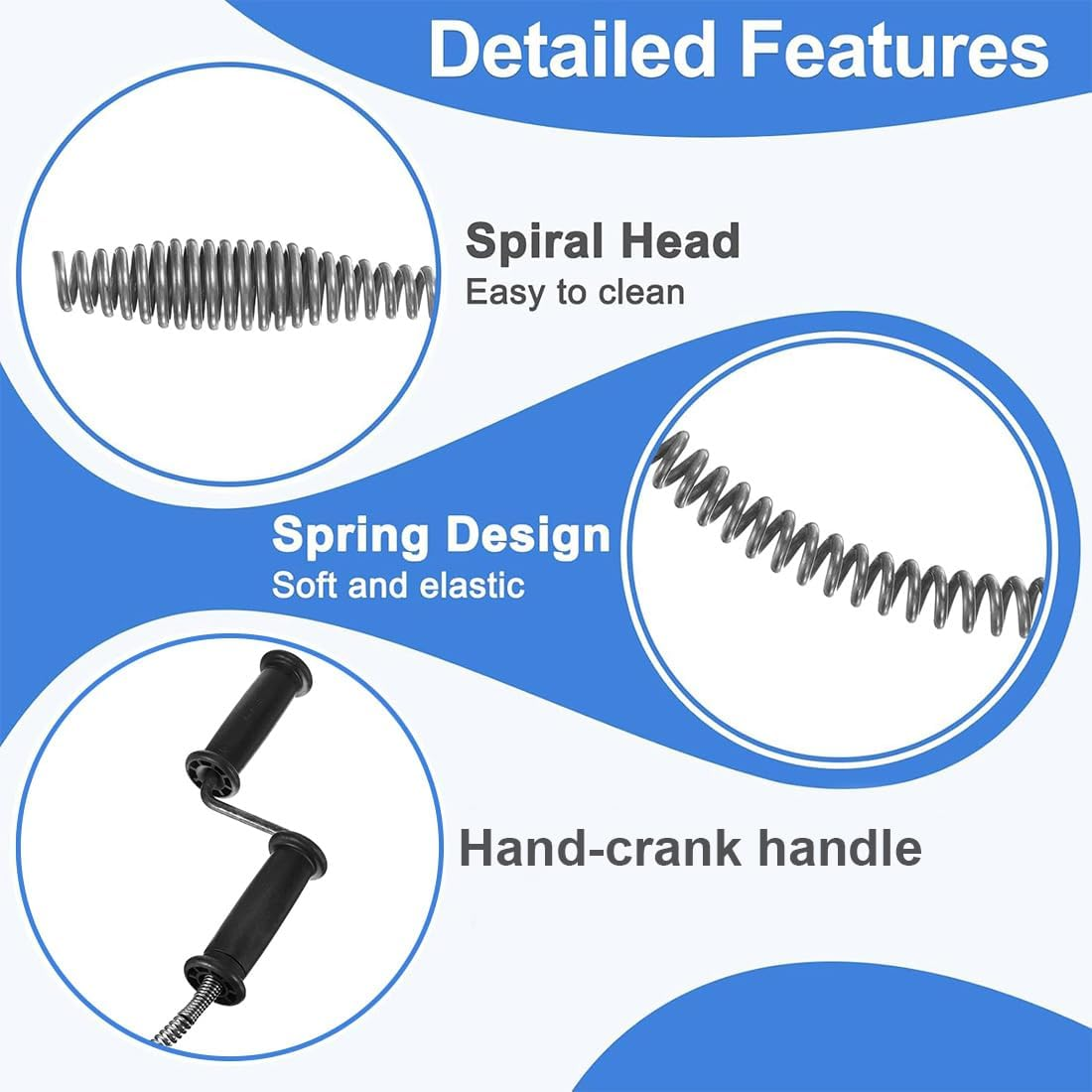 Pipe Cleaning Spiral, Spiral Drain Cleaning 3 M X 12 Mm Pipe Cleaner Spiral Universal Drain Spiral Drain Cleaner Spiral for Stubborn Blockages image number 2