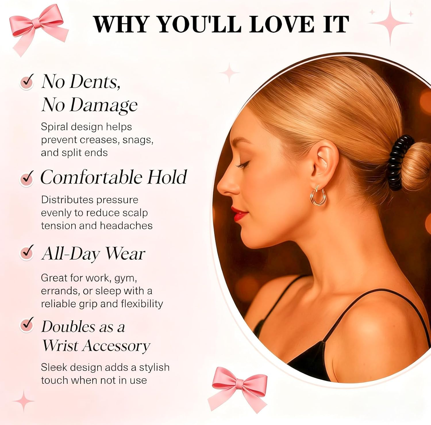 Spiral Hair Ties&mdash;Dent-Free Coil, Soft Build&mdash;For Secure yet Gentle Hair Styling, Daily Outings&mdash;Great for Busy Women, Fitness Lovers&mdash;Includes Spiral Hair Ties (16Pcs, 4 Hues) image number 3