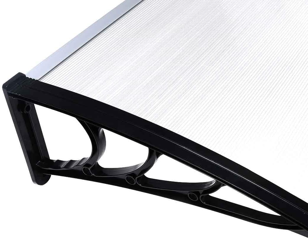 Mountview Window Door Awning Canopy Transparent PC Panel with Black Bracket Outdoor Door Canopy Sun Shade Shelter, Patio Terrace Garden Baconly Porch Shield Rain Snow Eaves Cover Protector,1Mx2.4M DIY image number 4