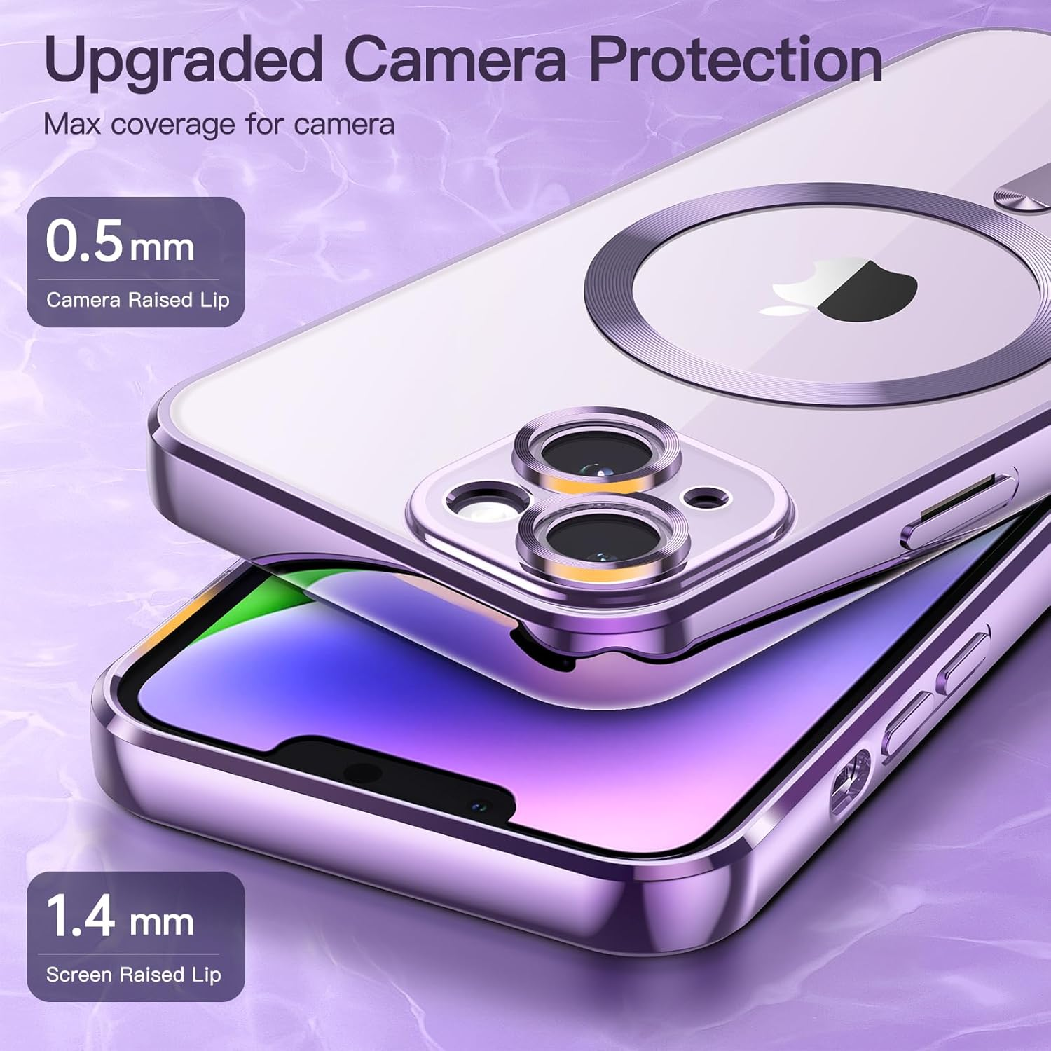 Jetech Soft Clear Case for Iphone 14 6.1-Inch, Camera Lens Full Protection, Compatible with Magsafe Wireless Charging, Shockproof Electroplated TPU Phone Cover (Light Purple) image number 5